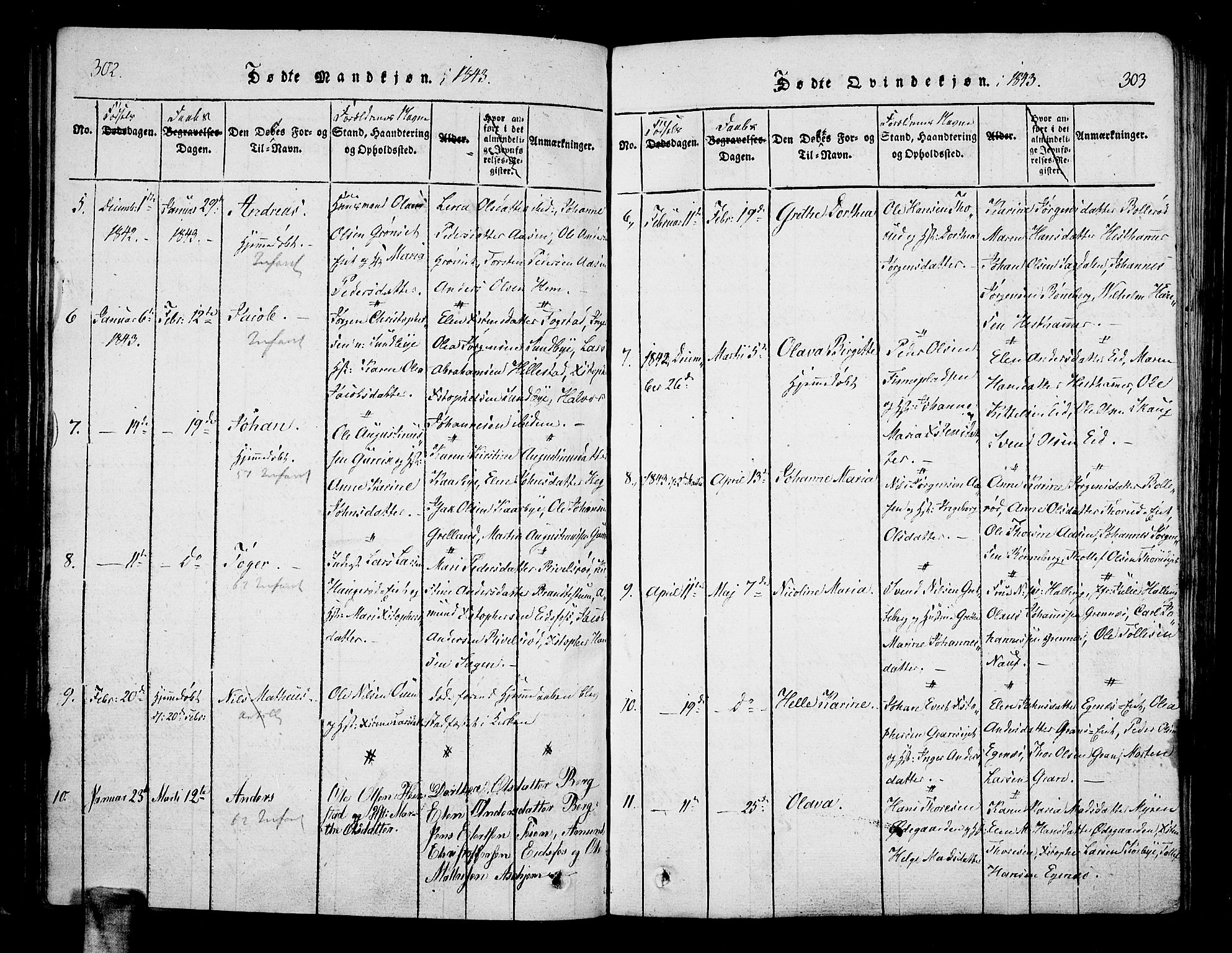 Hof kirkebøker, AV/SAKO-A-64/F/Fa/L0004: Parish register (official) no. I 4, 1814-1843, p. 302-303