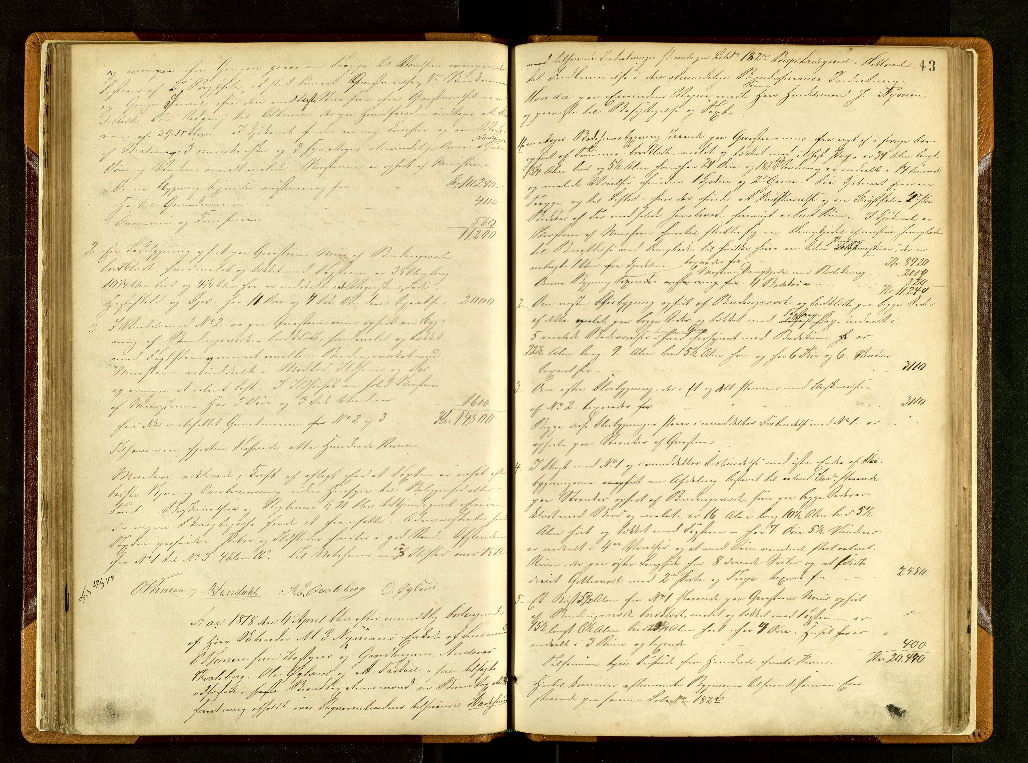 Hetland lensmannskontor, AV/SAST-A-100101/Goa/L0002: "Brandtaxationsprotokol", 1874-1888, p. 42b-43a