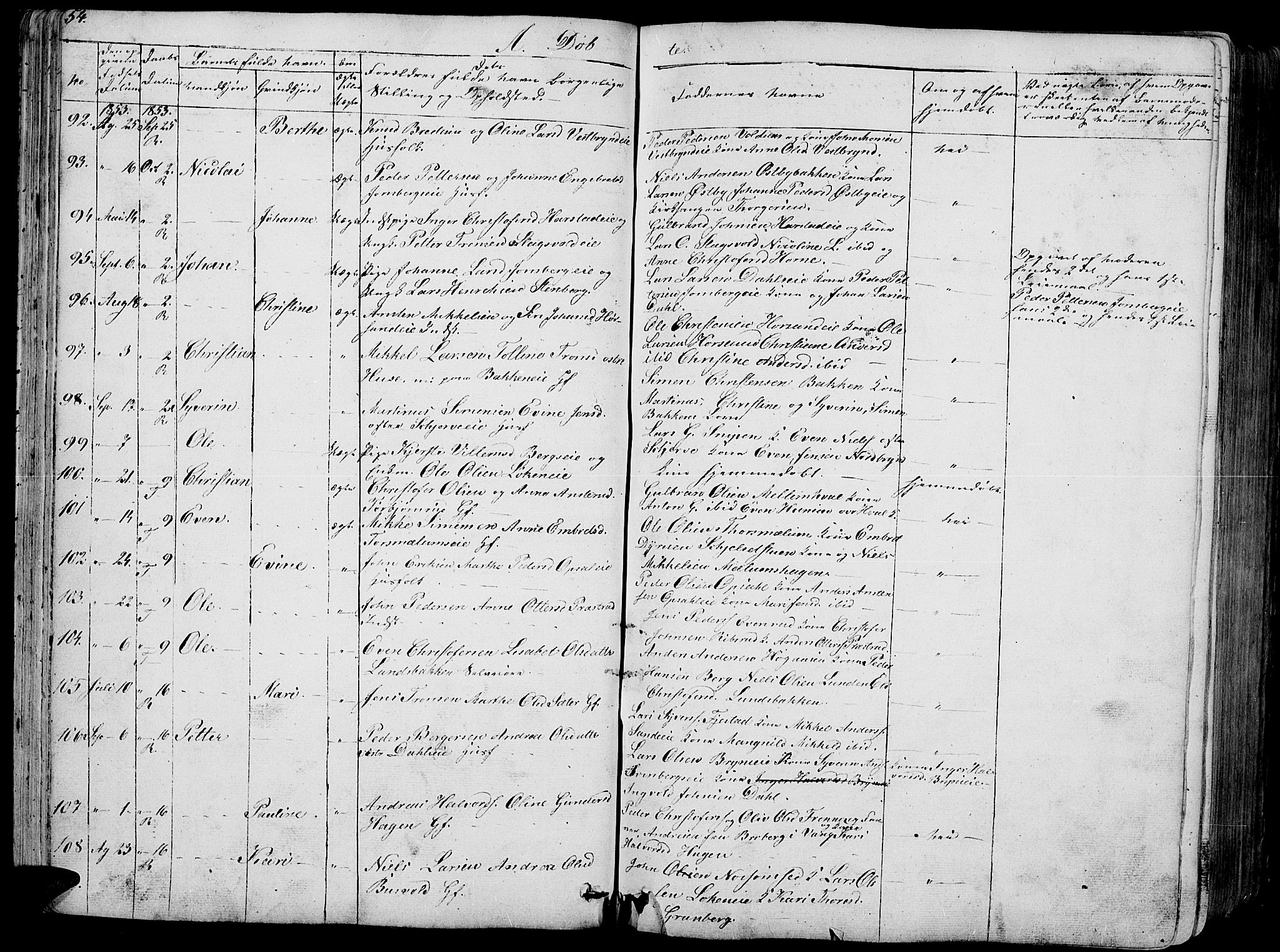 Romedal prestekontor, SAH/PREST-004/L/L0009: Parish register (copy) no. 9, 1846-1866, p. 54