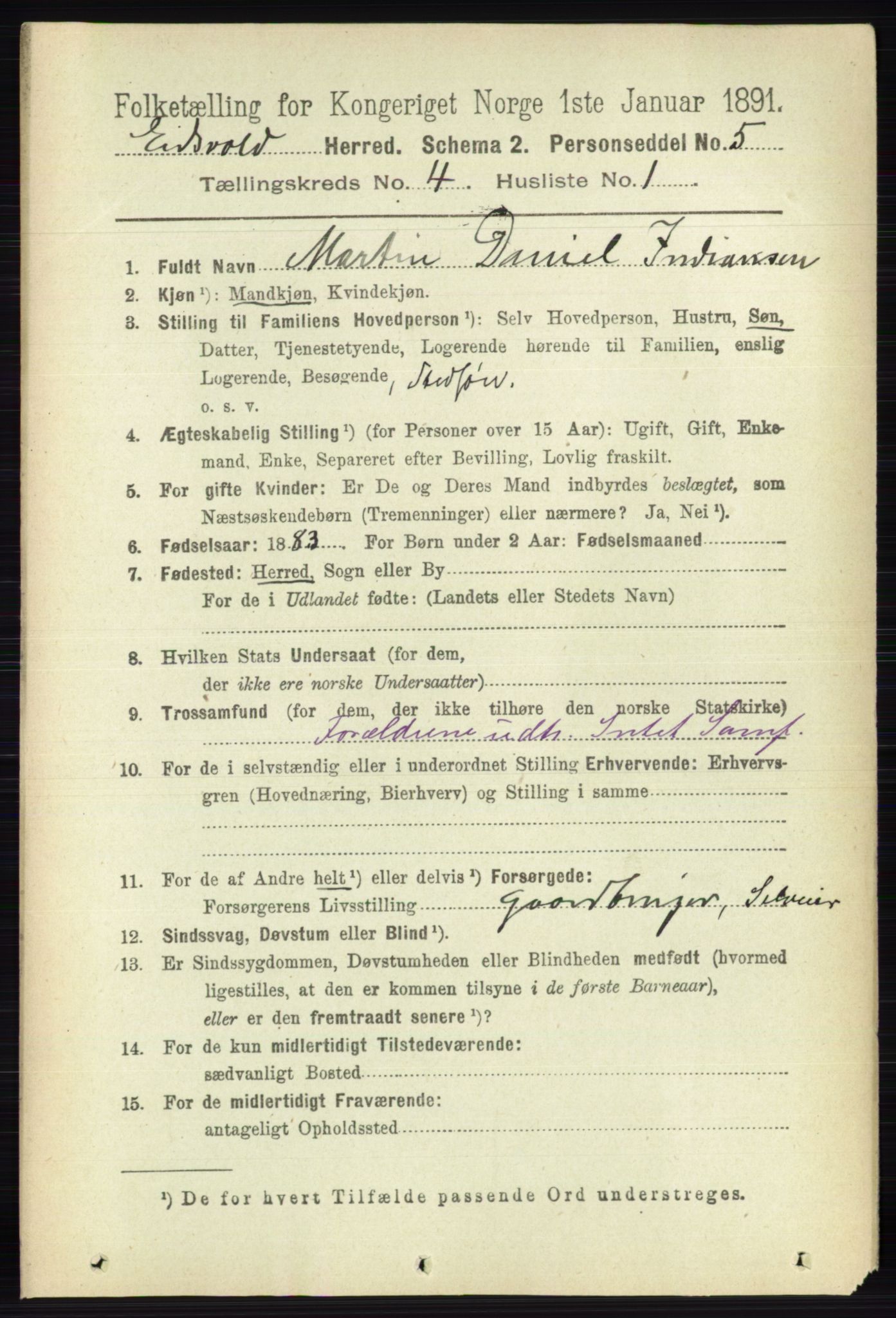 RA, 1891 census for 0237 Eidsvoll, 1891, p. 2122