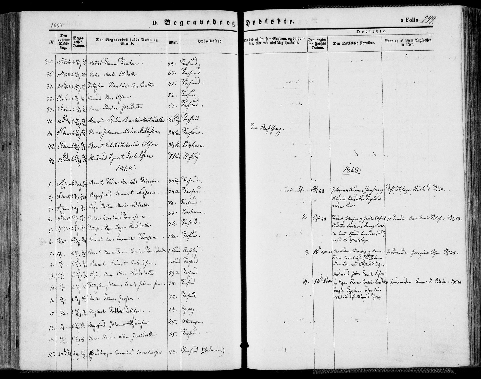 Farsund sokneprestkontor, AV/SAK-1111-0009/F/Fa/L0005: Parish register (official) no. A 5, 1863-1886, p. 299