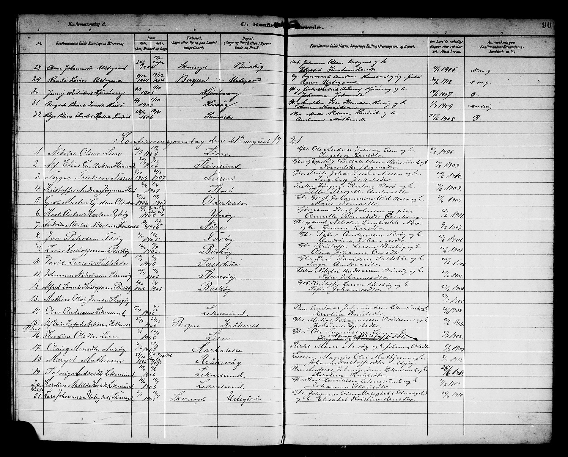 Solund sokneprestembete, AV/SAB-A-81401: Parish register (copy) no. A 2, 1893-1921, p. 90