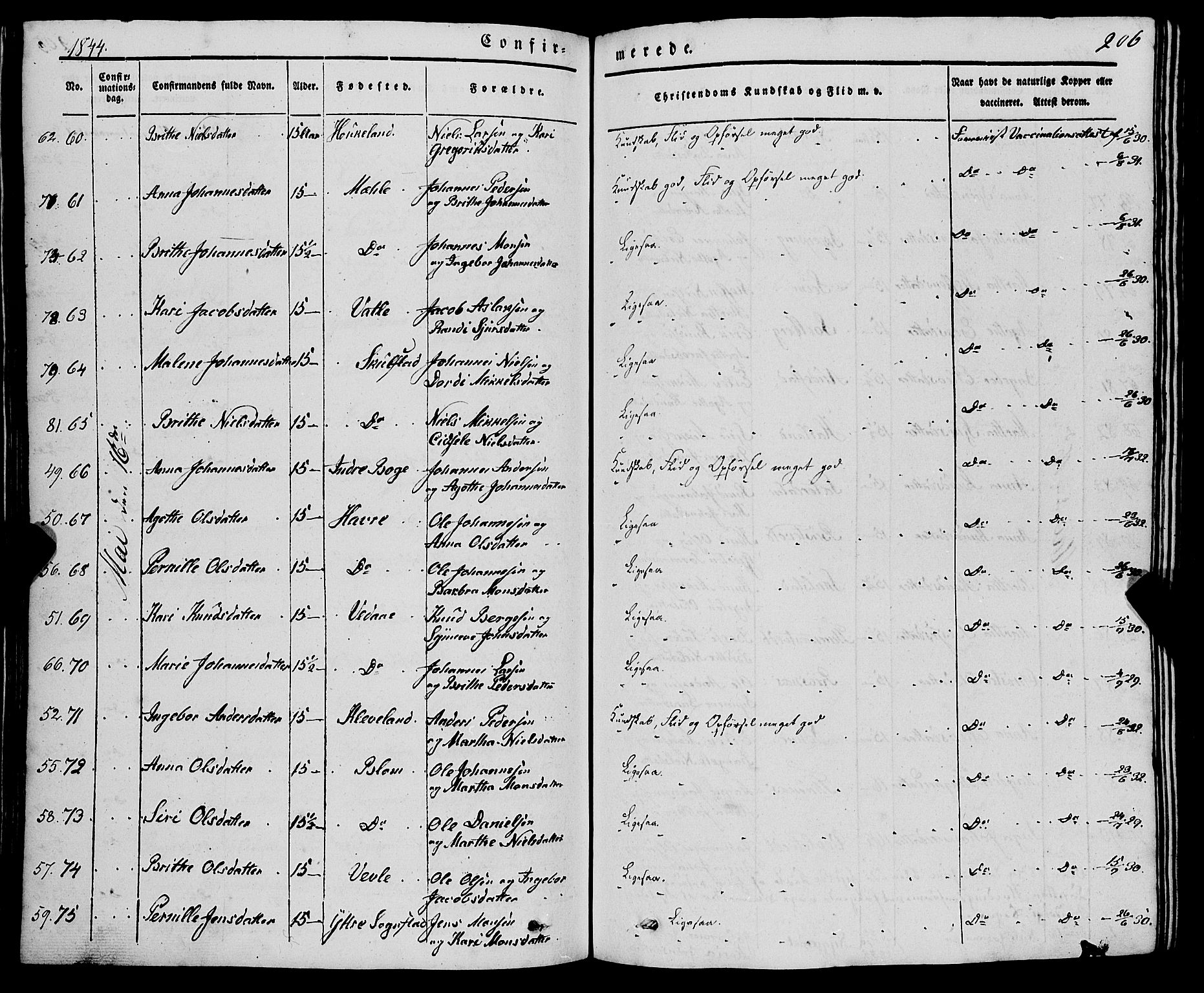 Haus sokneprestembete, AV/SAB-A-75601/H/Haa: Parish register (official) no. A 15, 1838-1847, p. 206