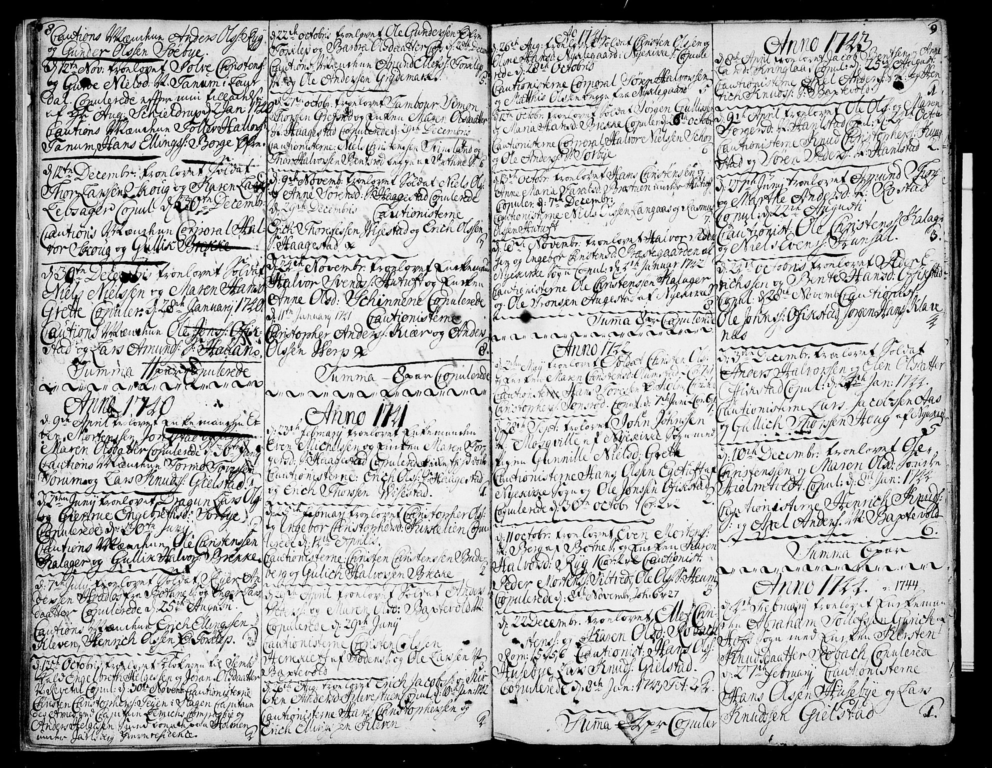 Våle kirkebøker, SAKO/A-334/F/Fa/L0003: Parish register (official) no. I 3, 1732-1773, p. 8-9