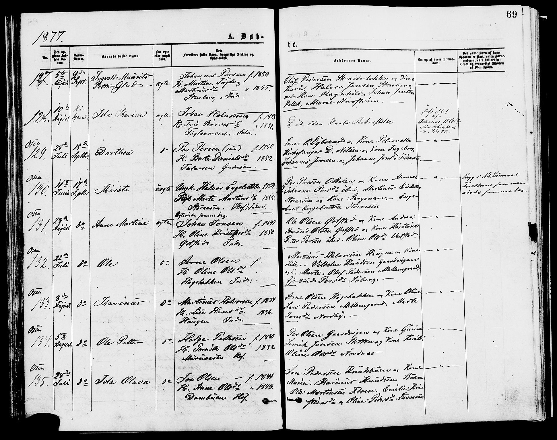 Trysil prestekontor, AV/SAH-PREST-046/H/Ha/Haa/L0007: Parish register (official) no. 7, 1874-1880, p. 69