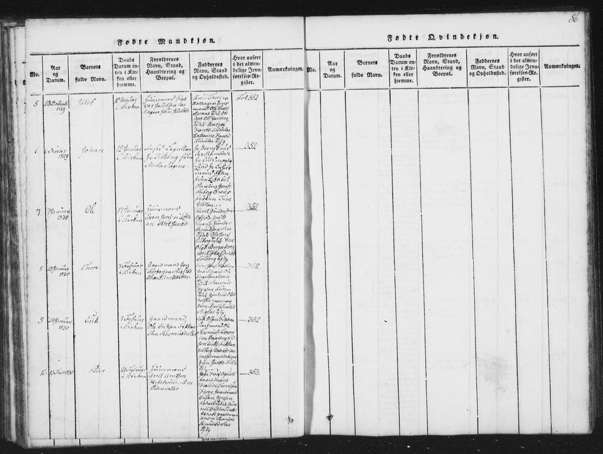 Ministerialprotokoller, klokkerbøker og fødselsregistre - Sør-Trøndelag, SAT/A-1456/672/L0862: Parish register (copy) no. 672C01, 1816-1831, p. 86