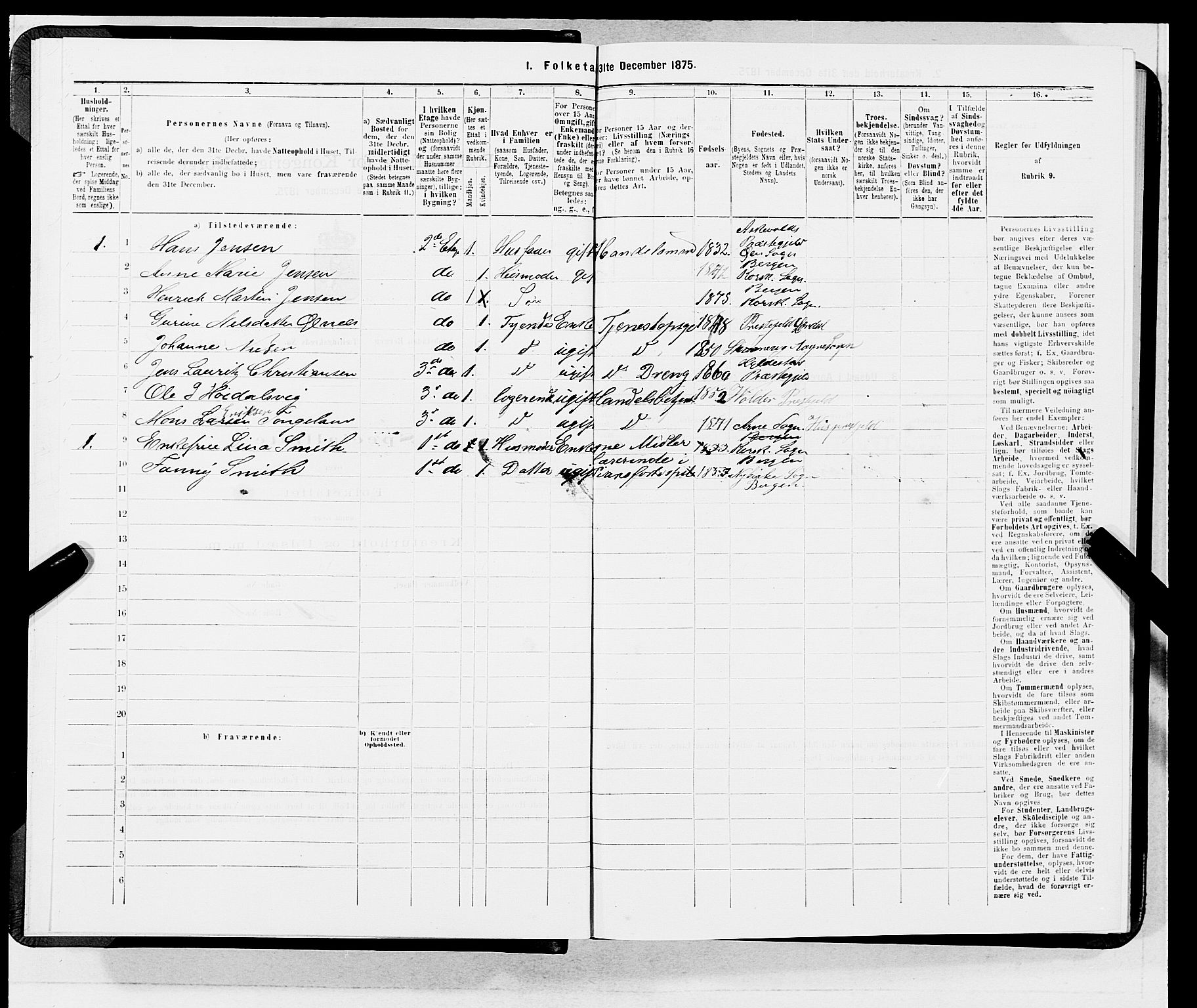 SAB, 1875 census for 1301 Bergen, 1875, p. 4575