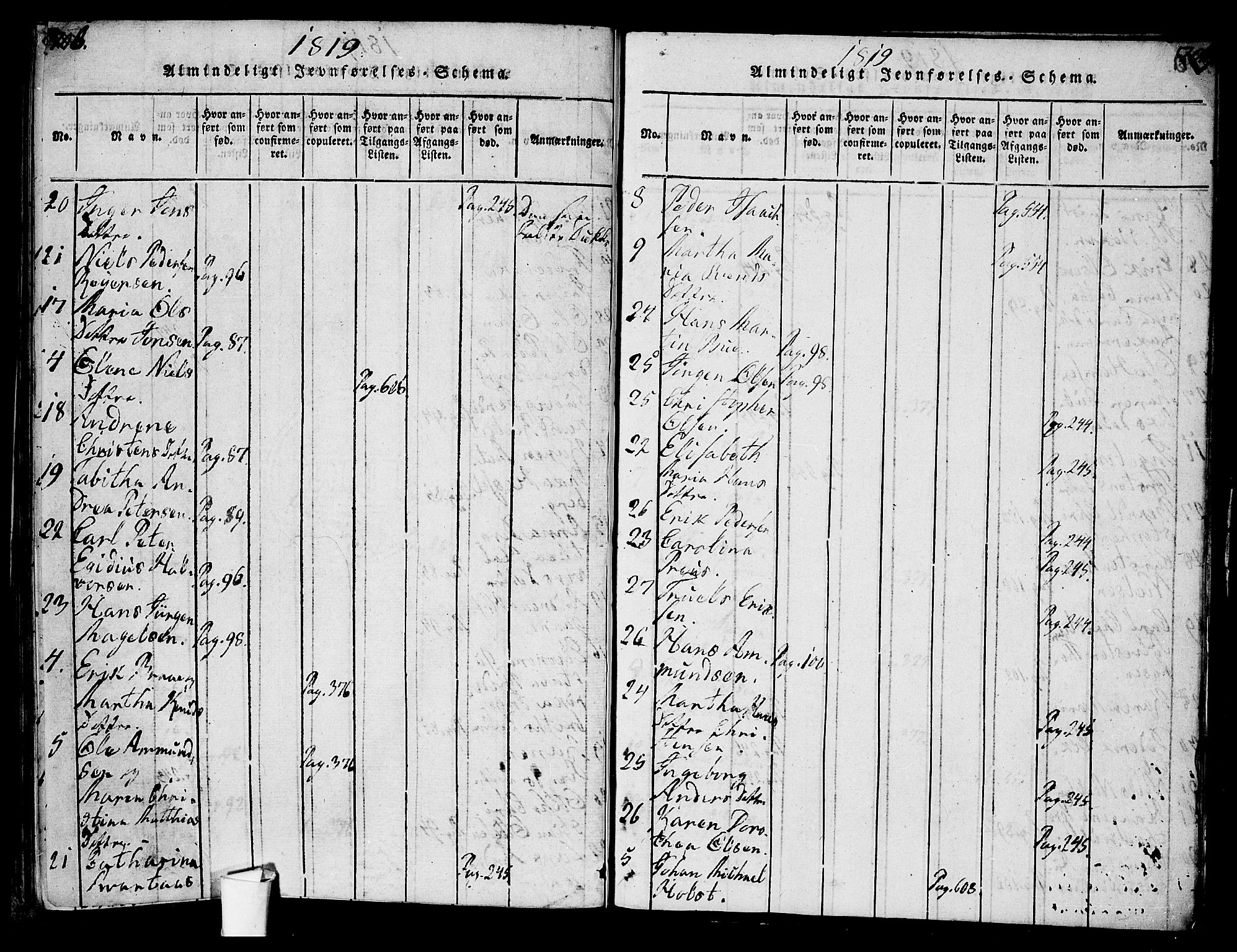 Oslo domkirke Kirkebøker, SAO/A-10752/G/Ga/L0001: Parish register (copy) no. 1, 1817-1825, p. 708-709