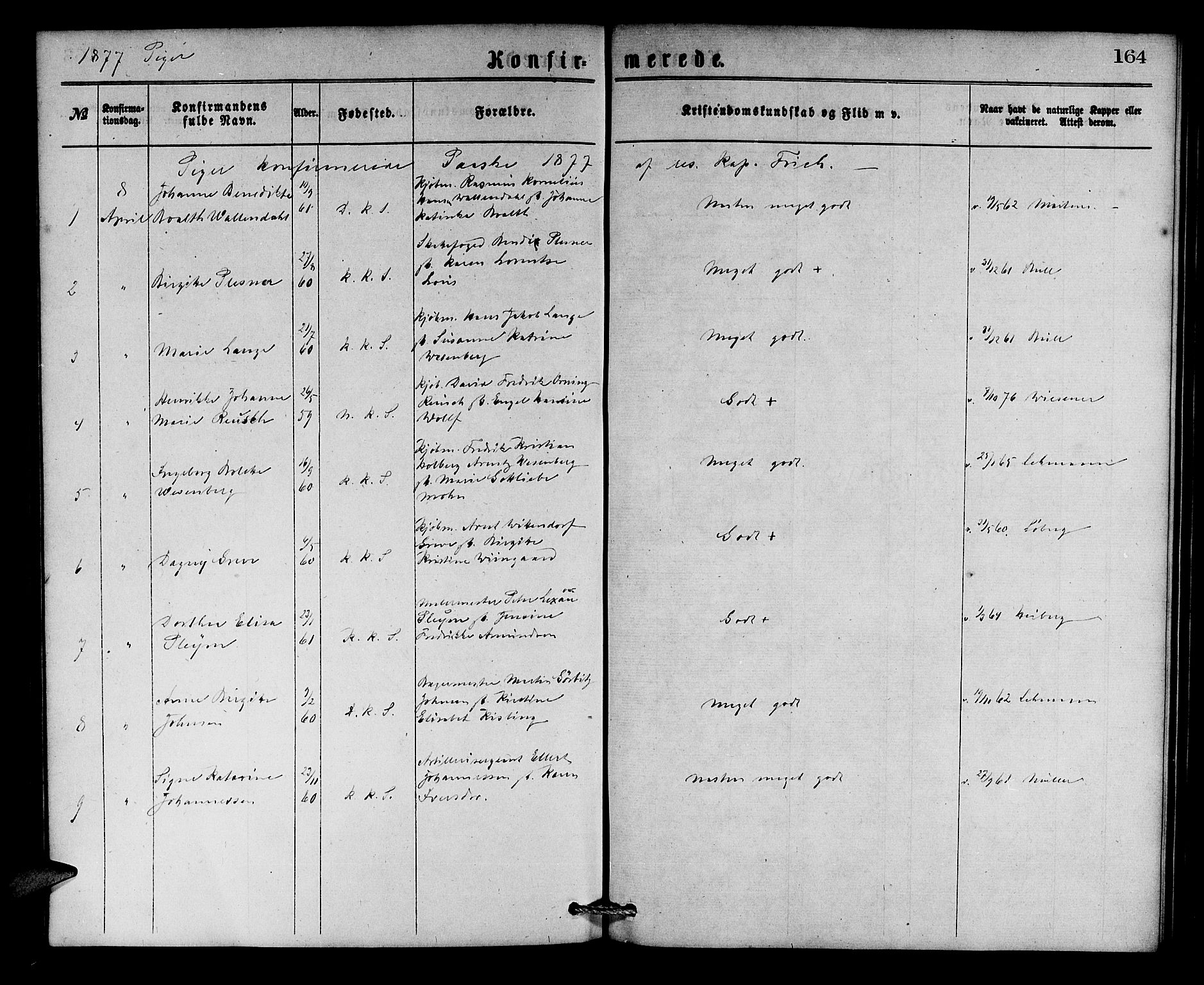 Korskirken sokneprestembete, SAB/A-76101/H/Hab: Parish register (copy) no. C 2, 1869-1879, p. 164