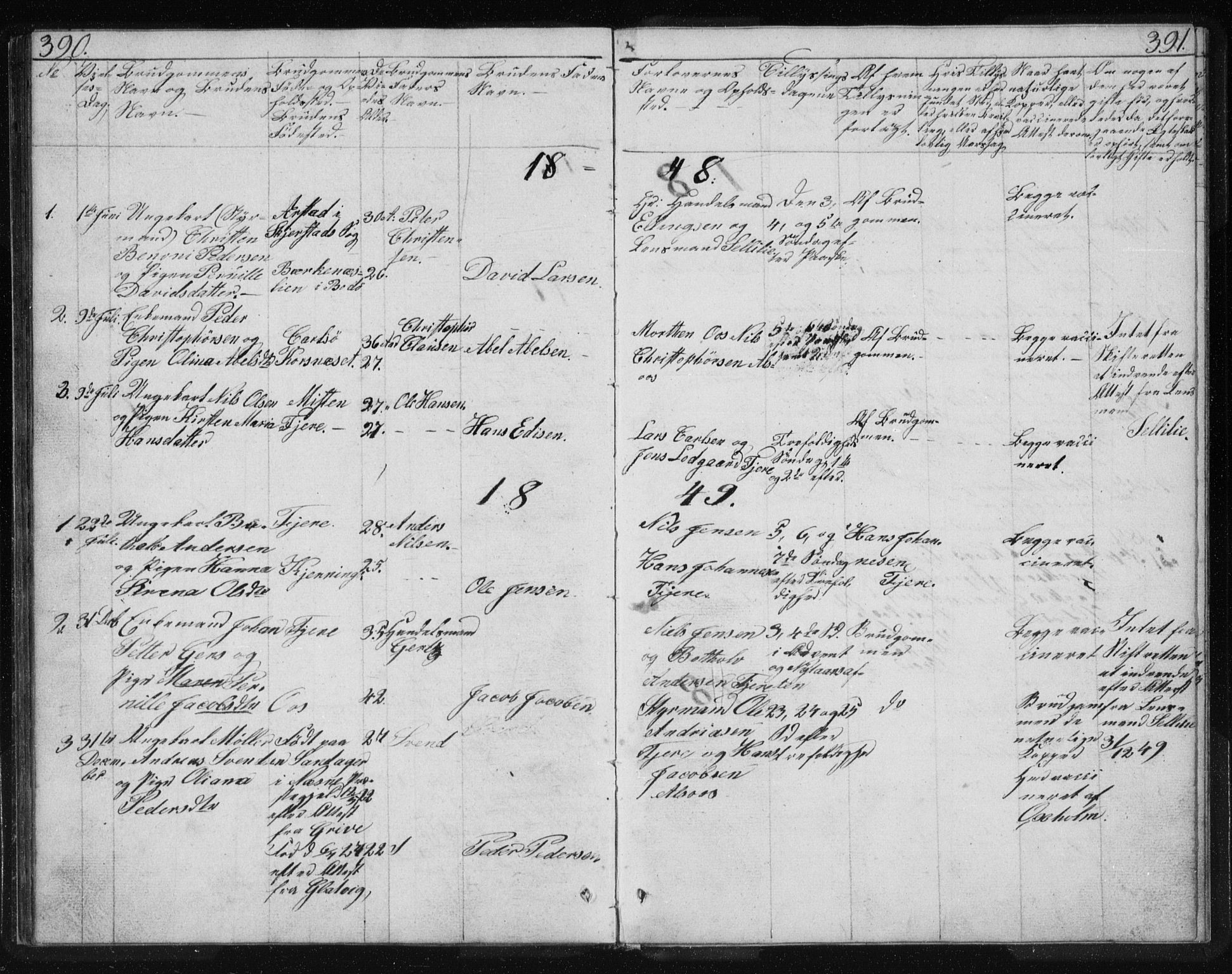 Ministerialprotokoller, klokkerbøker og fødselsregistre - Nordland, AV/SAT-A-1459/803/L0074: Parish register (copy) no. 803C01, 1845-1866, p. 390-391