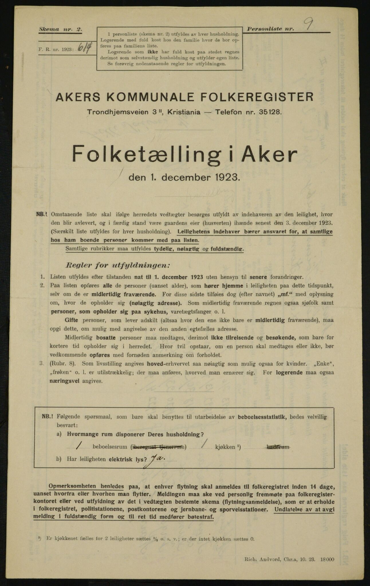 , Municipal Census 1923 for Aker, 1923, p. 26850