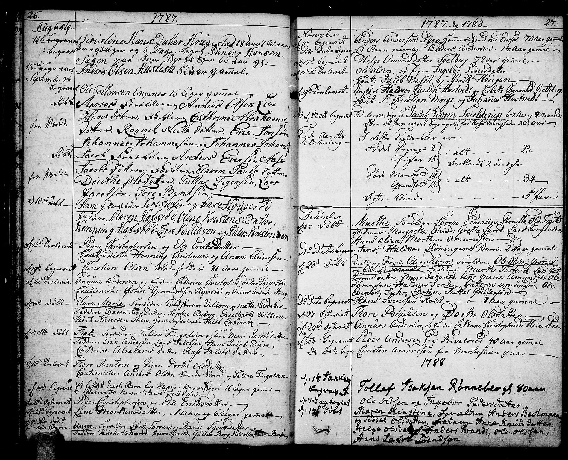 Hof kirkebøker, AV/SAKO-A-64/F/Fa/L0003: Parish register (official) no. I 3, 1782-1814, p. 26-27