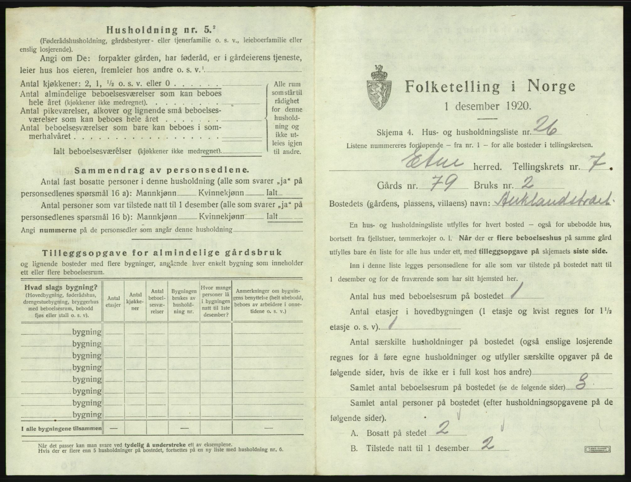 SAB, 1920 census for Etne, 1920, p. 571