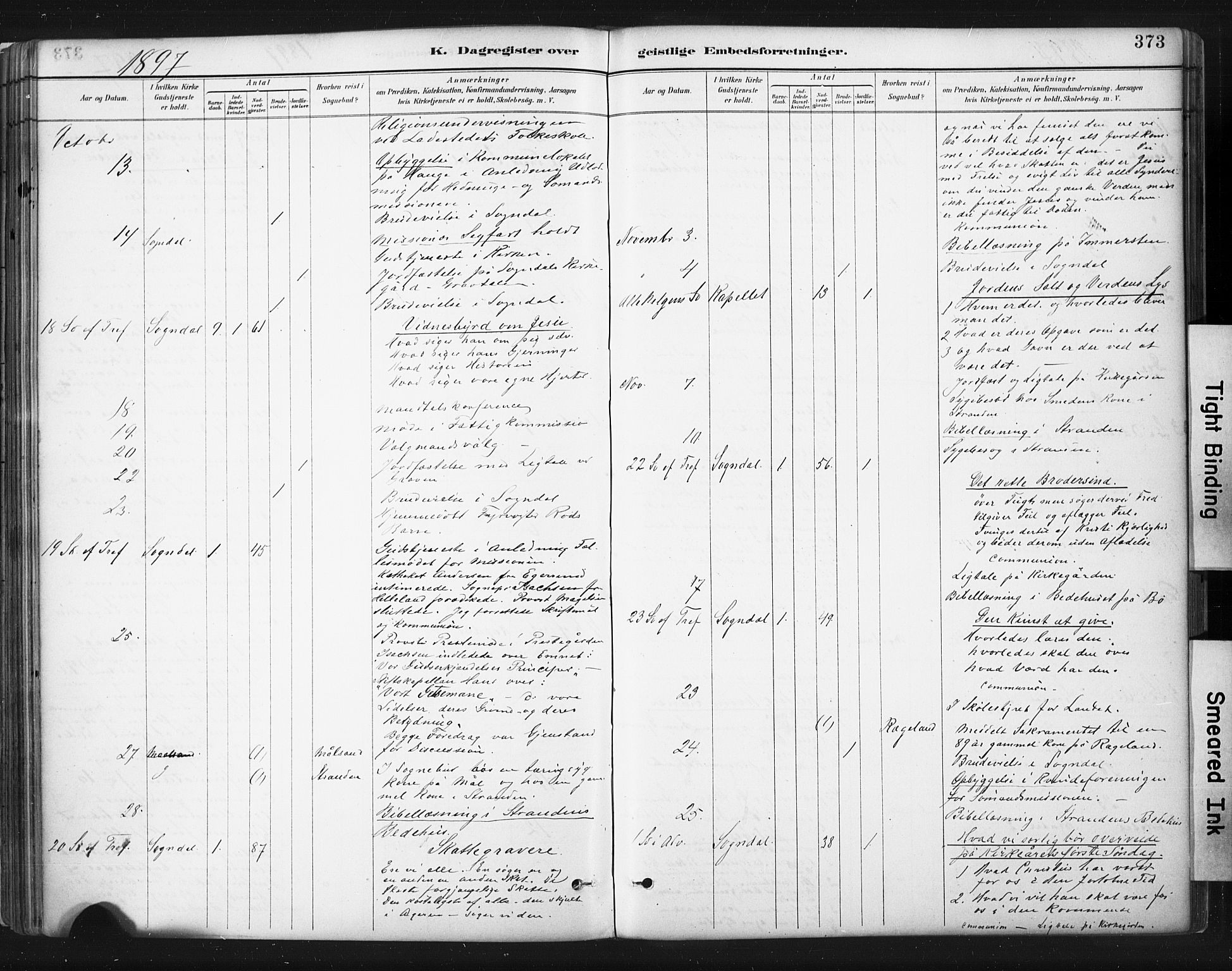 Sokndal sokneprestkontor, AV/SAST-A-101808: Parish register (official) no. A 11.2, 1887-1905, p. 373