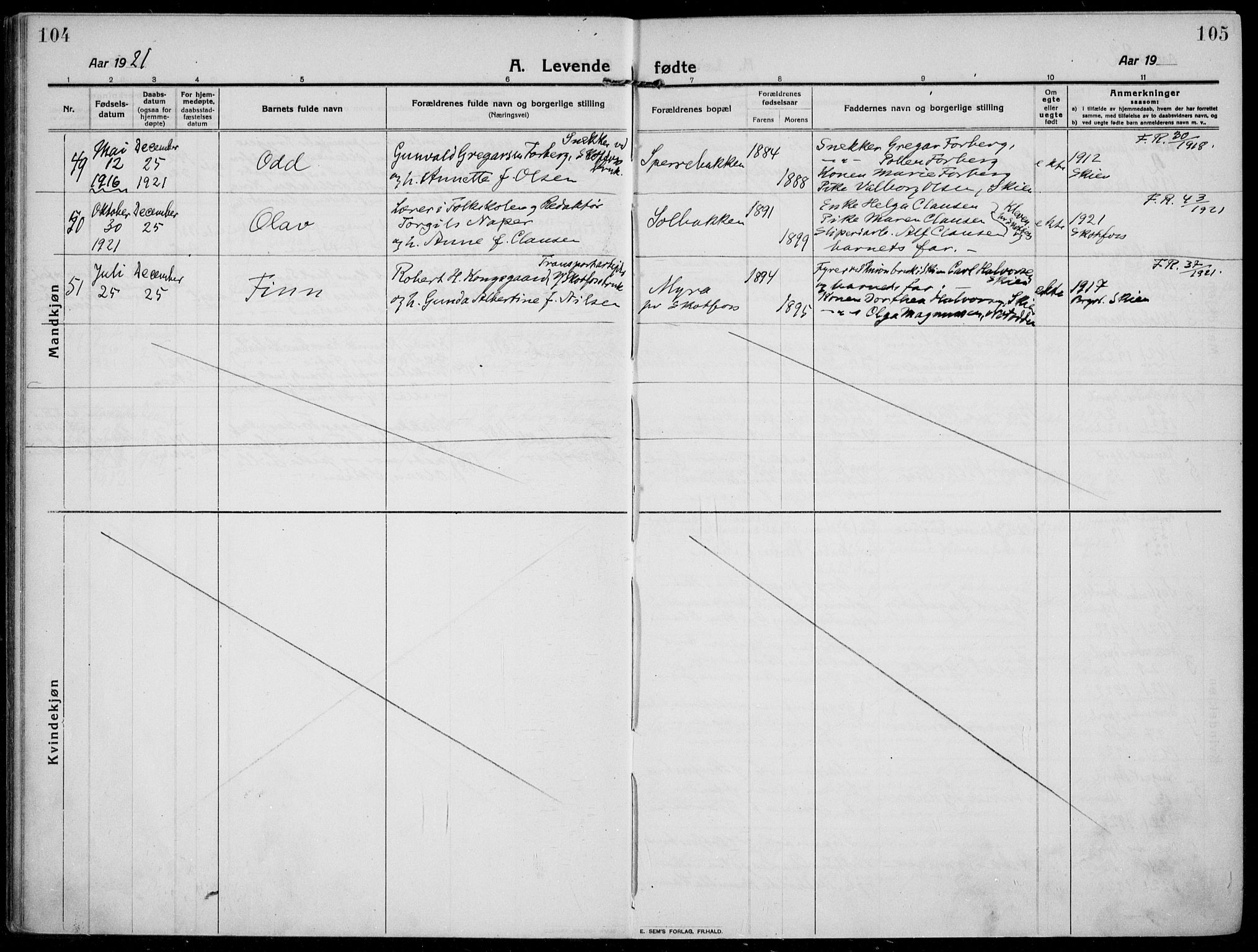 Solum kirkebøker, SAKO/A-306/F/Fb/L0004: Parish register (official) no. II 4, 1913-1924, p. 104-105