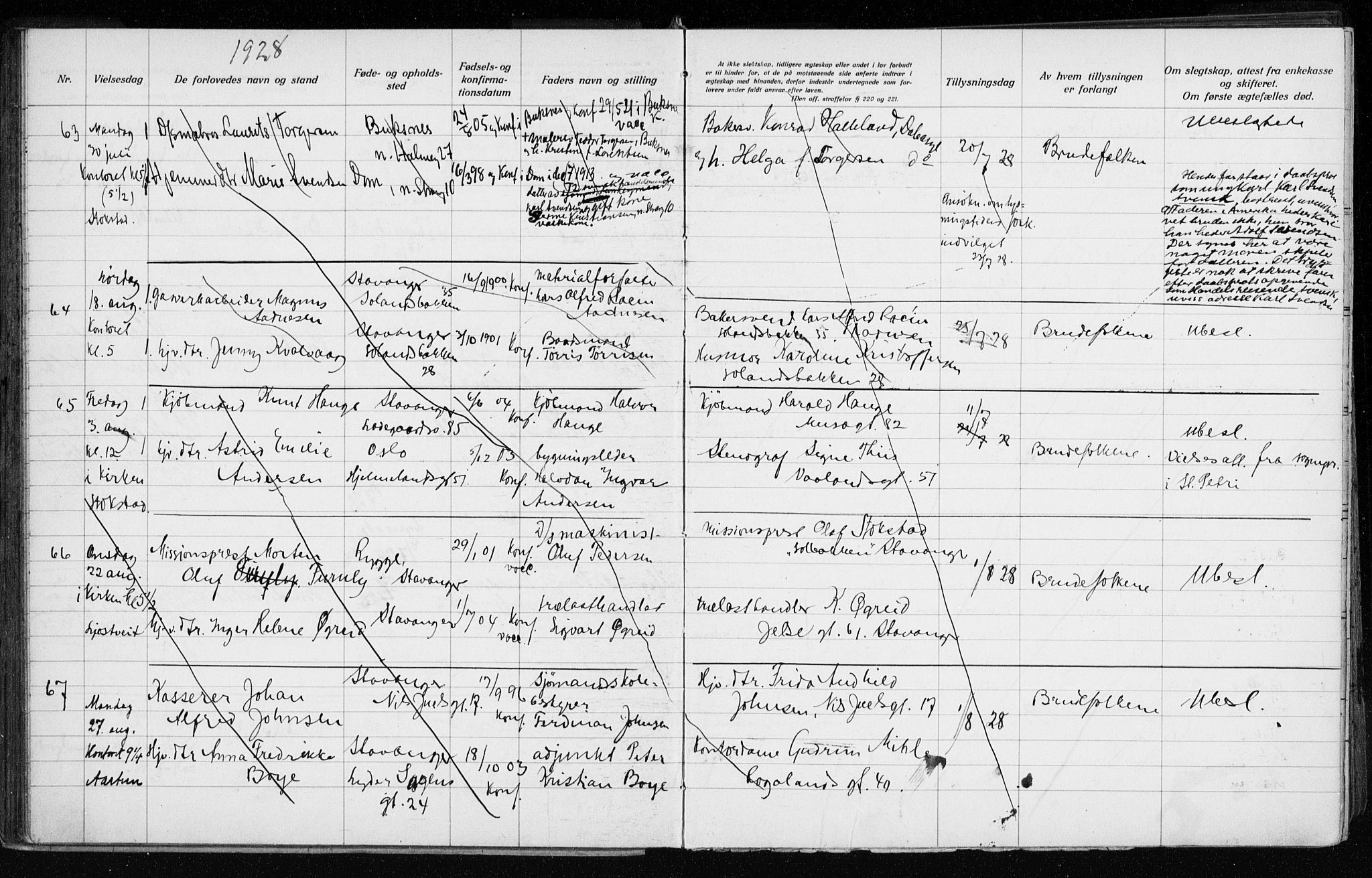 Domkirken sokneprestkontor, AV/SAST-A-101812/001/70/705BA/L0007: Banns register no. 705.BA.7, 1924-1936