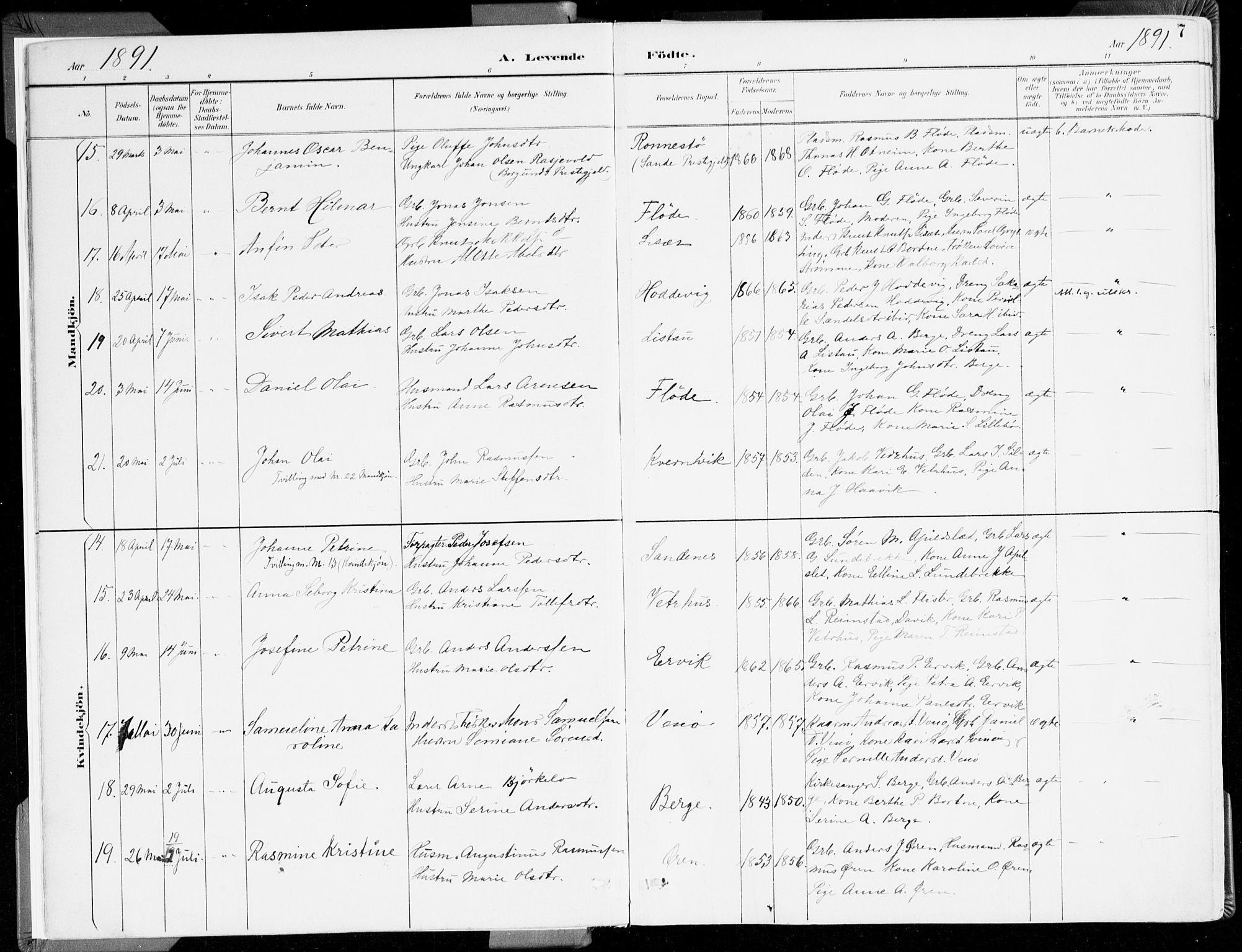 Selje sokneprestembete, AV/SAB-A-99938/H/Ha/Haa/Haab: Parish register (official) no. B 2, 1891-1907, p. 7