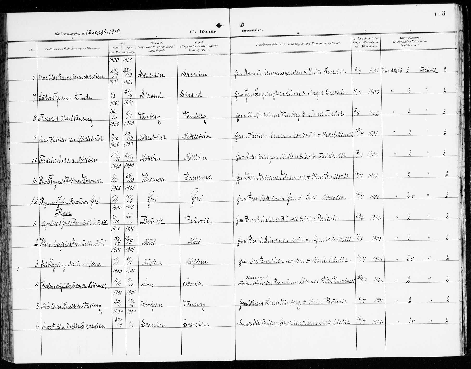 Innvik sokneprestembete, AV/SAB-A-80501: Parish register (official) no. C 2, 1900-1920, p. 143