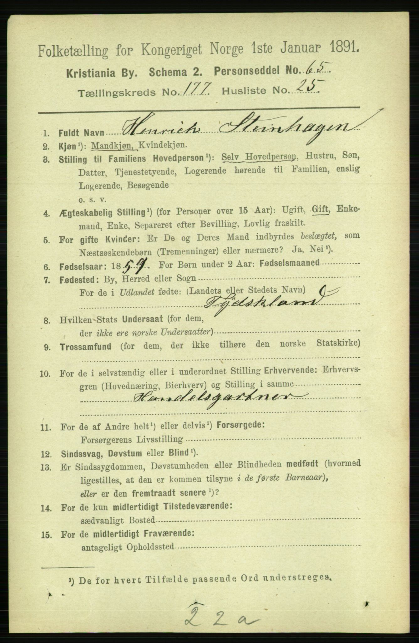 RA, 1891 census for 0301 Kristiania, 1891, p. 106963