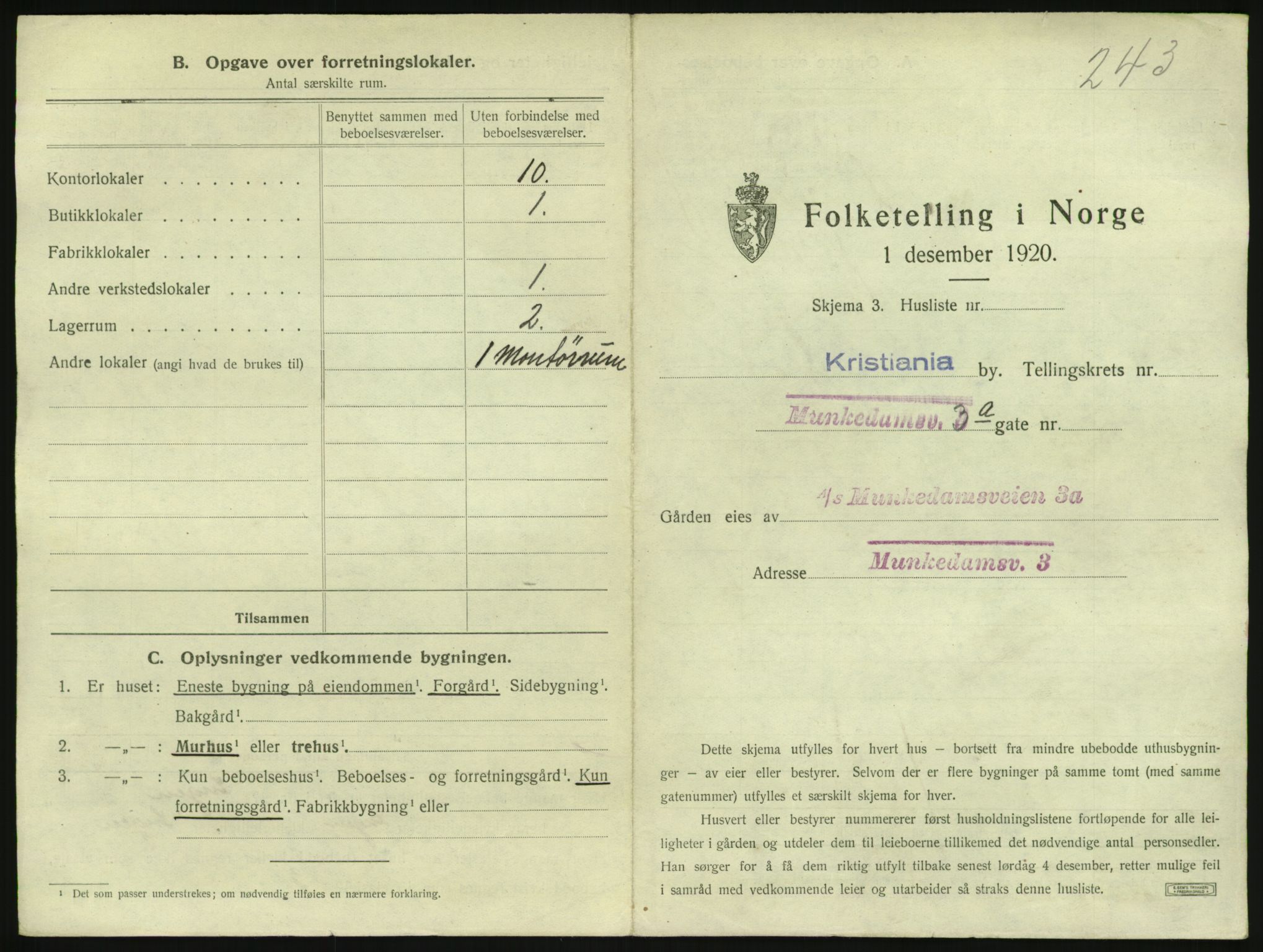 SAO, 1920 census for Kristiania, 1920, p. 68128