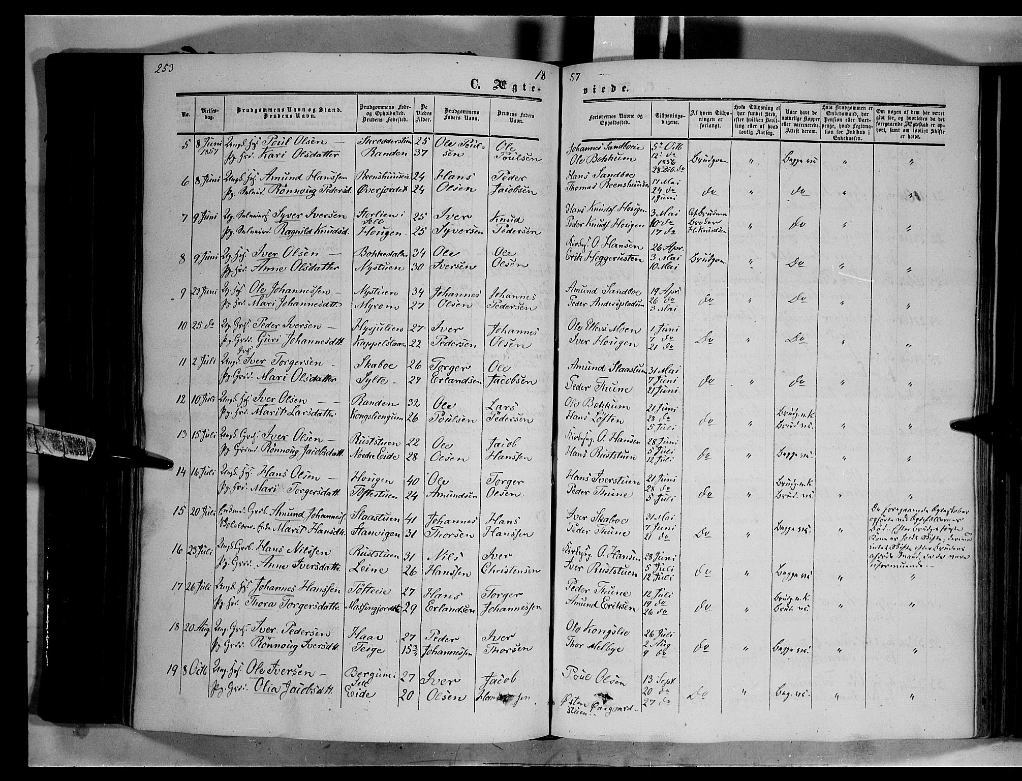 Nord-Fron prestekontor, SAH/PREST-080/H/Ha/Haa/L0001: Parish register (official) no. 1, 1851-1864, p. 253