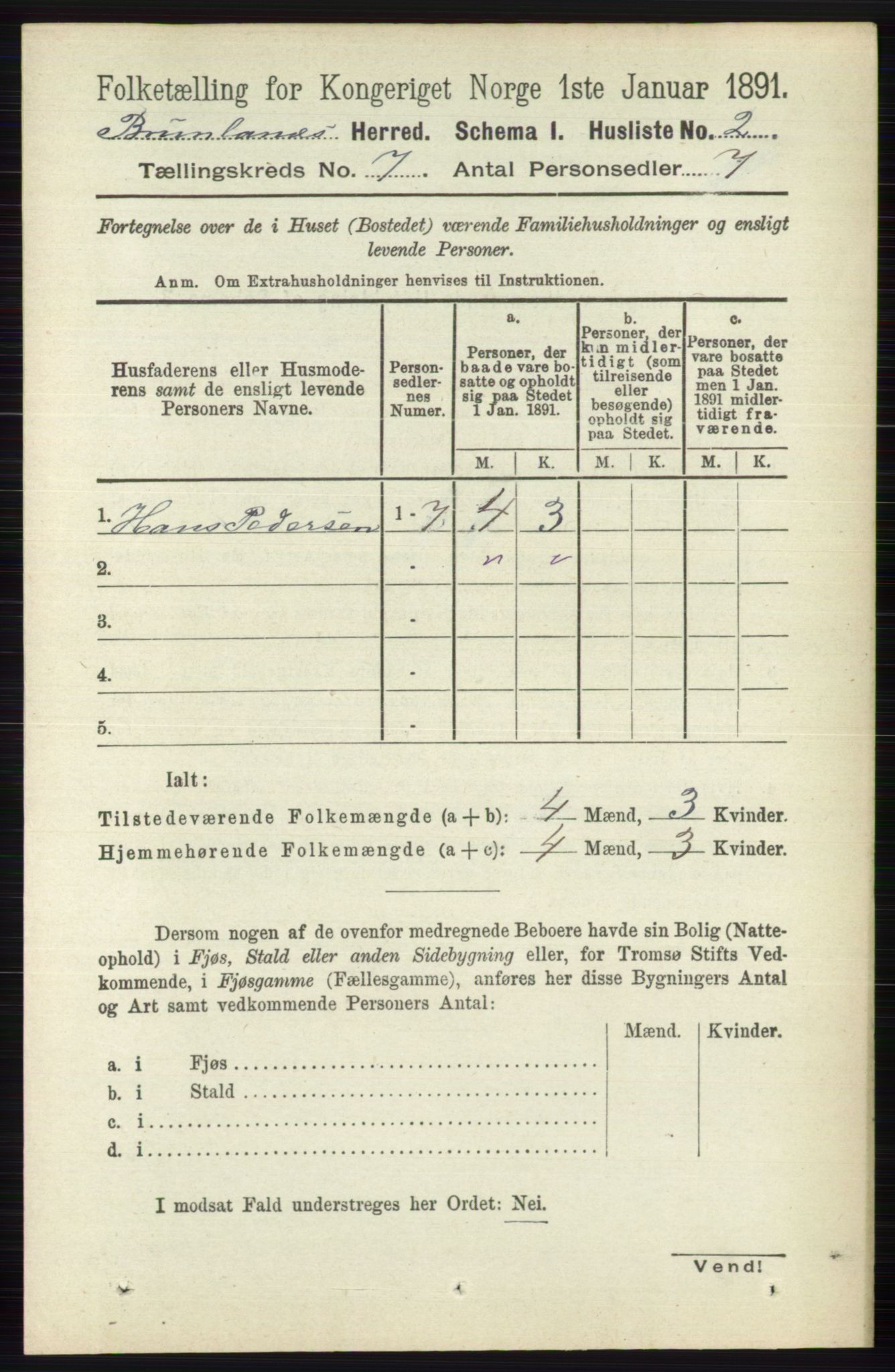 RA, 1891 census for 0726 Brunlanes, 1891, p. 2909