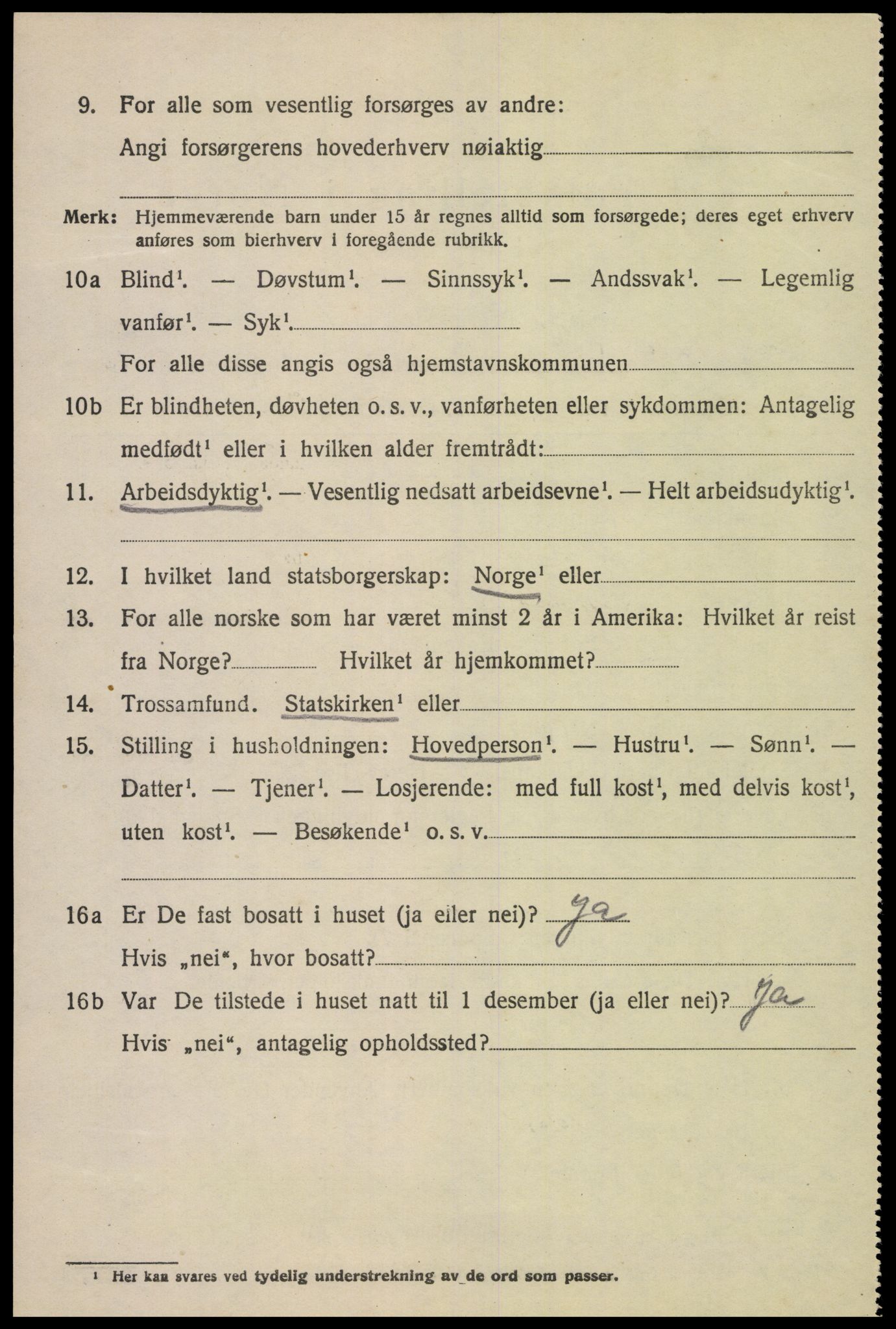 SAK, 1920 census for Lyngdal, 1920, p. 4890