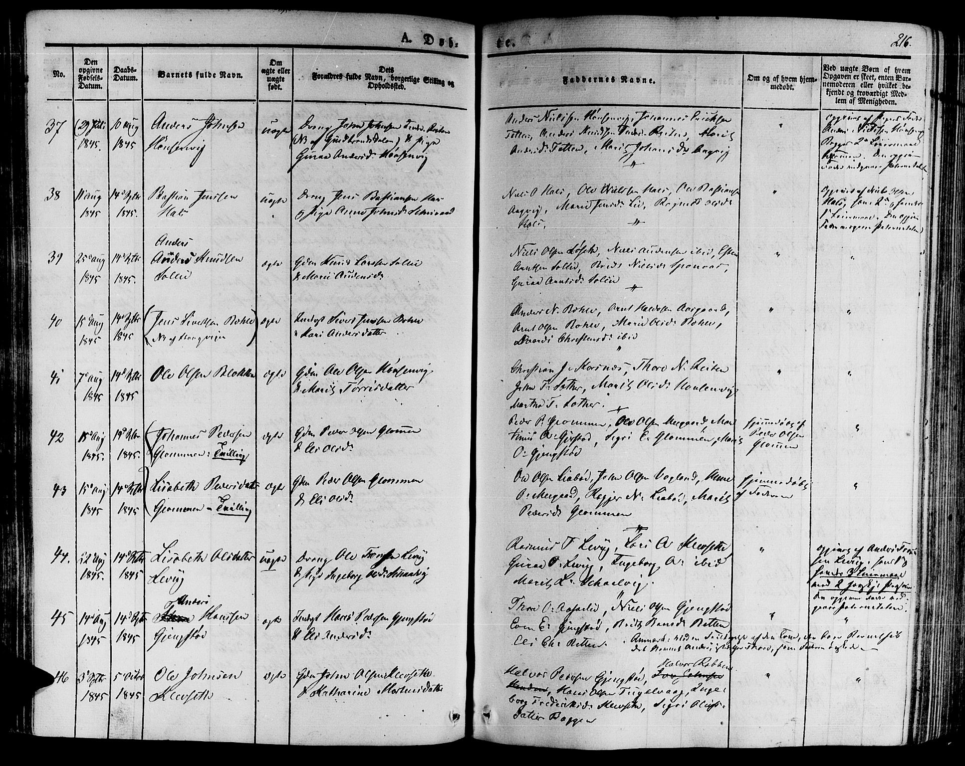 Ministerialprotokoller, klokkerbøker og fødselsregistre - Møre og Romsdal, AV/SAT-A-1454/592/L1025: Parish register (official) no. 592A03 /2, 1831-1849, p. 216