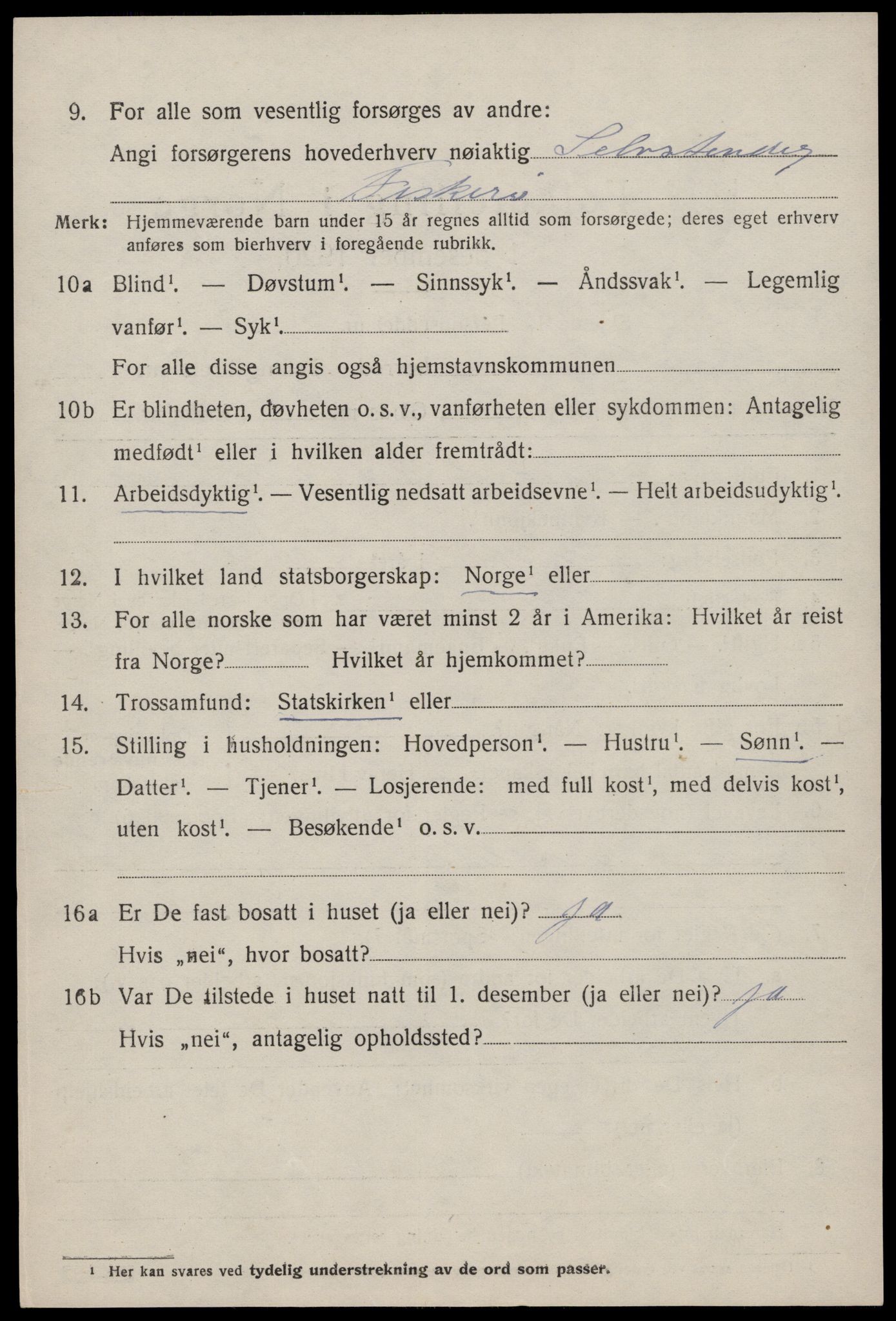 SAST, 1920 census for Skudenes, 1920, p. 3819