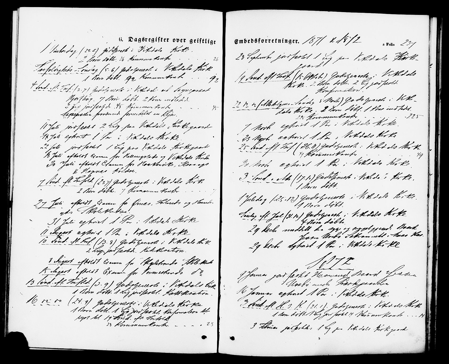 Vikedal sokneprestkontor, SAST/A-101840/01/IV: Parish register (official) no. A 7, 1868-1883, p. 237