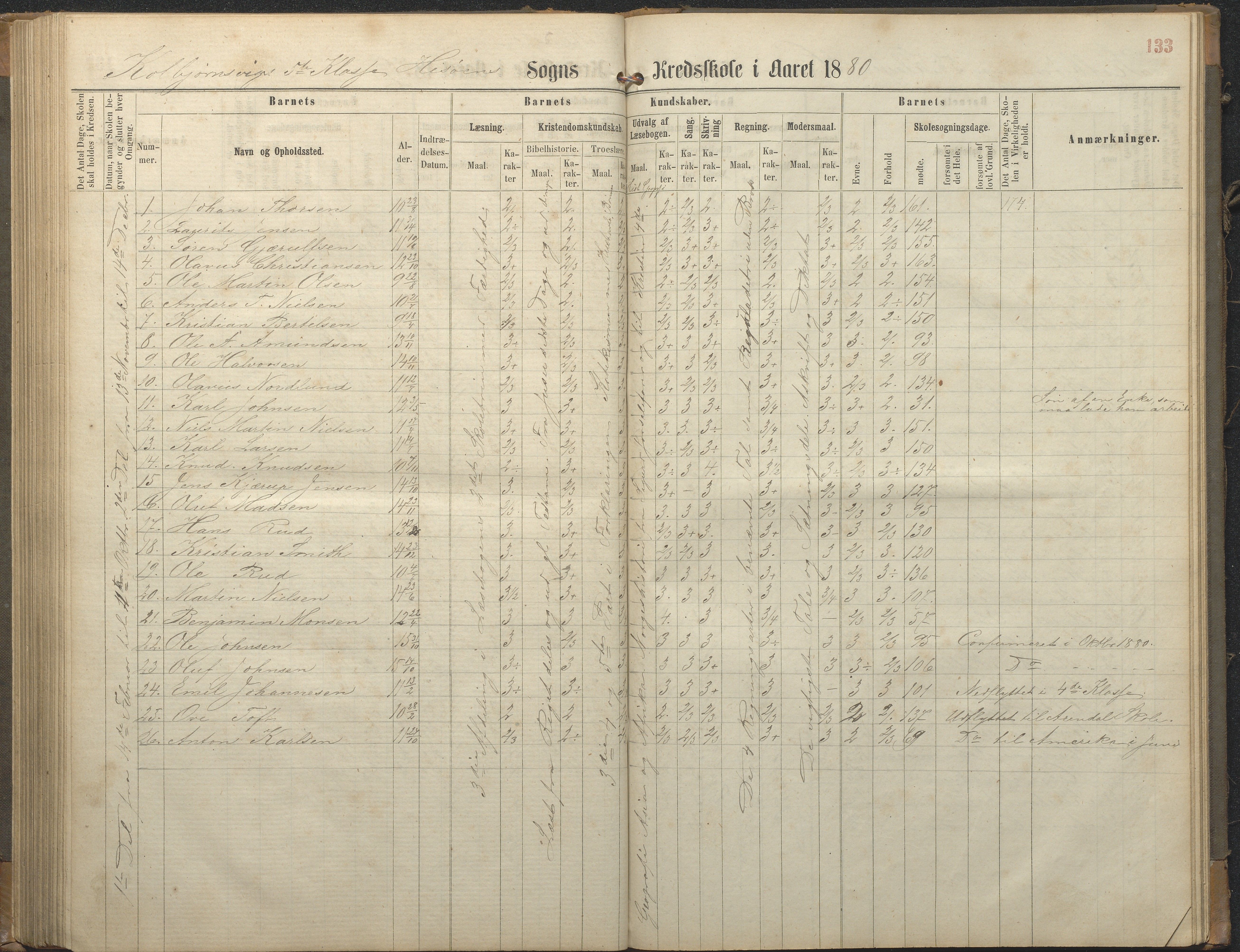 Hisøy kommune frem til 1991, AAKS/KA0922-PK/32/L0006: Skoleprotokoll, 1863-1887, p. 133