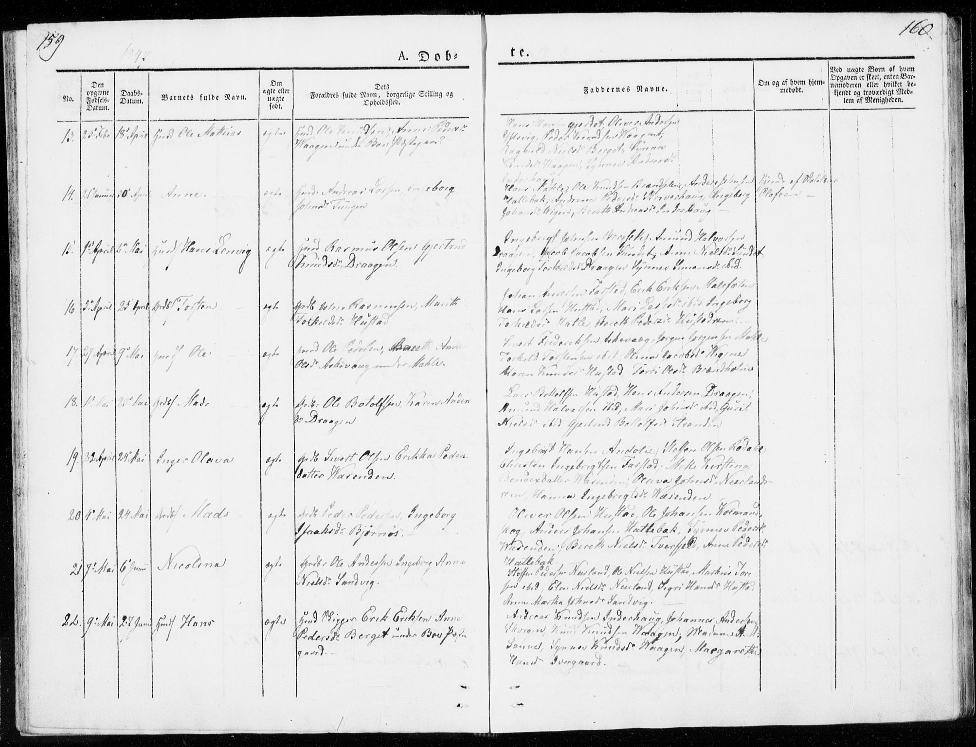 Ministerialprotokoller, klokkerbøker og fødselsregistre - Møre og Romsdal, AV/SAT-A-1454/566/L0766: Parish register (official) no. 566A05, 1842-1851, p. 159-160