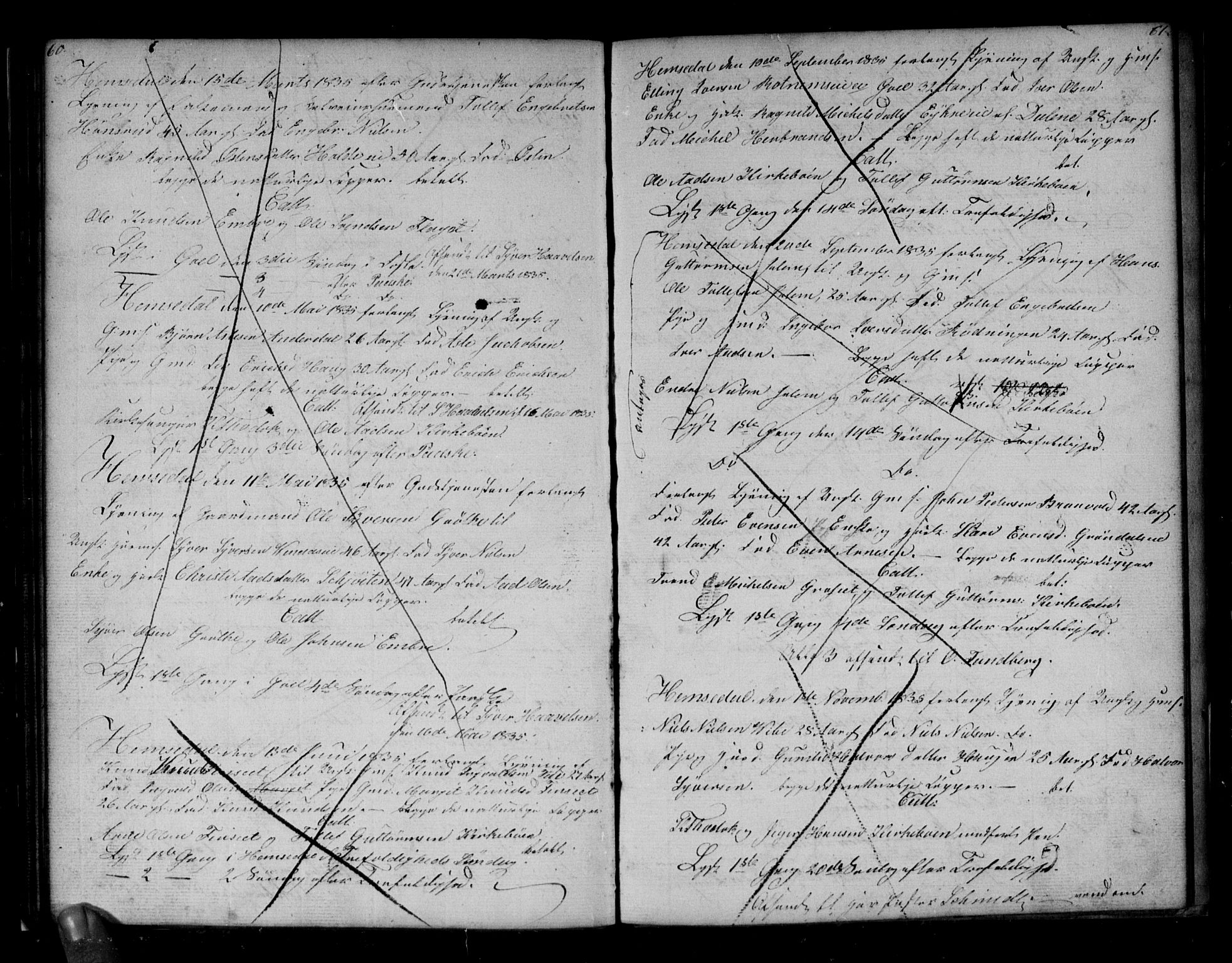 Gol kirkebøker, AV/SAKO-A-226/G/Gb/L0001: Parish register (copy) no. II 1, 1831-1838, p. 60-61