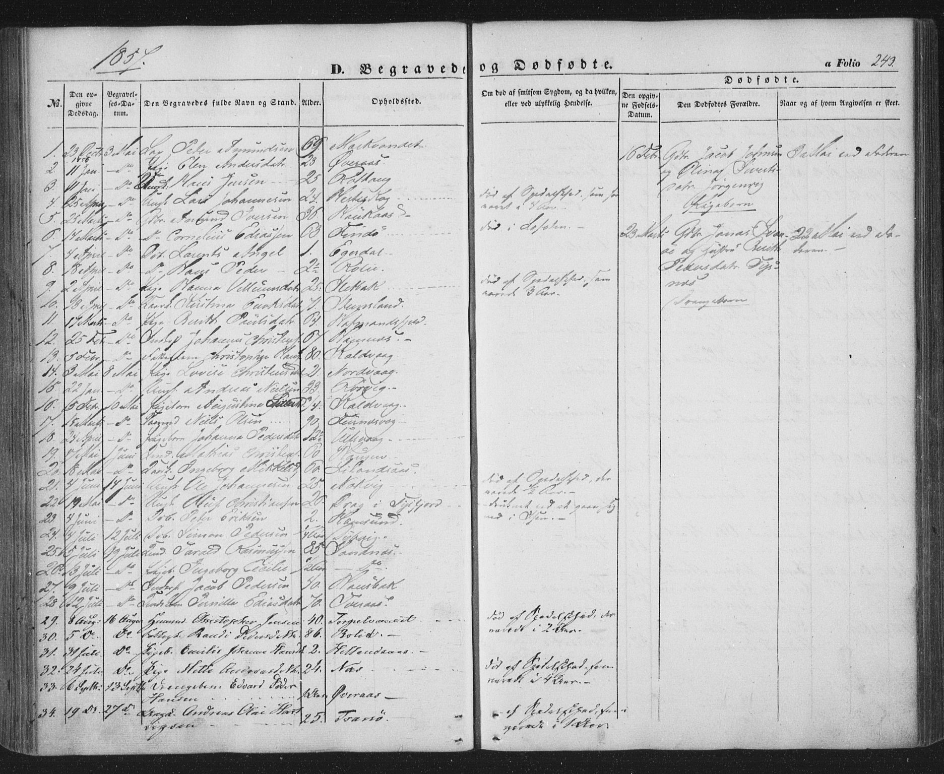 Ministerialprotokoller, klokkerbøker og fødselsregistre - Nordland, SAT/A-1459/859/L0844: Parish register (official) no. 859A04, 1849-1862, p. 243