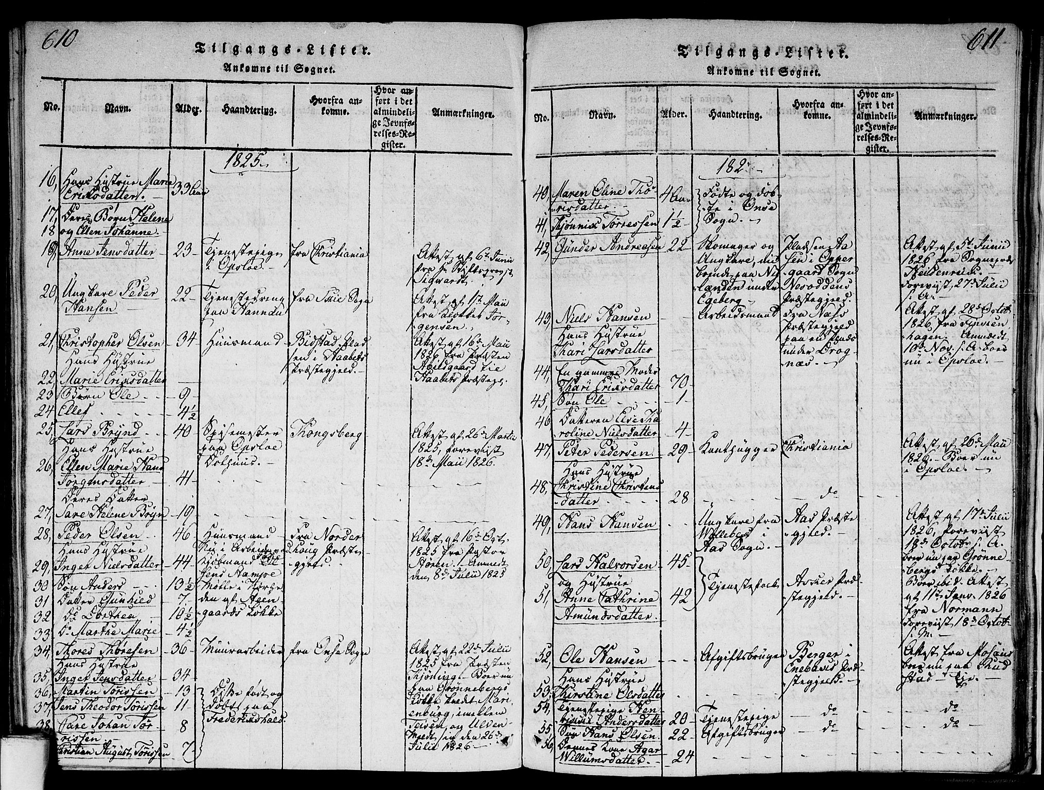 Gamlebyen prestekontor Kirkebøker, SAO/A-10884/F/Fa/L0002: Parish register (official) no. 2, 1817-1829, p. 610-611