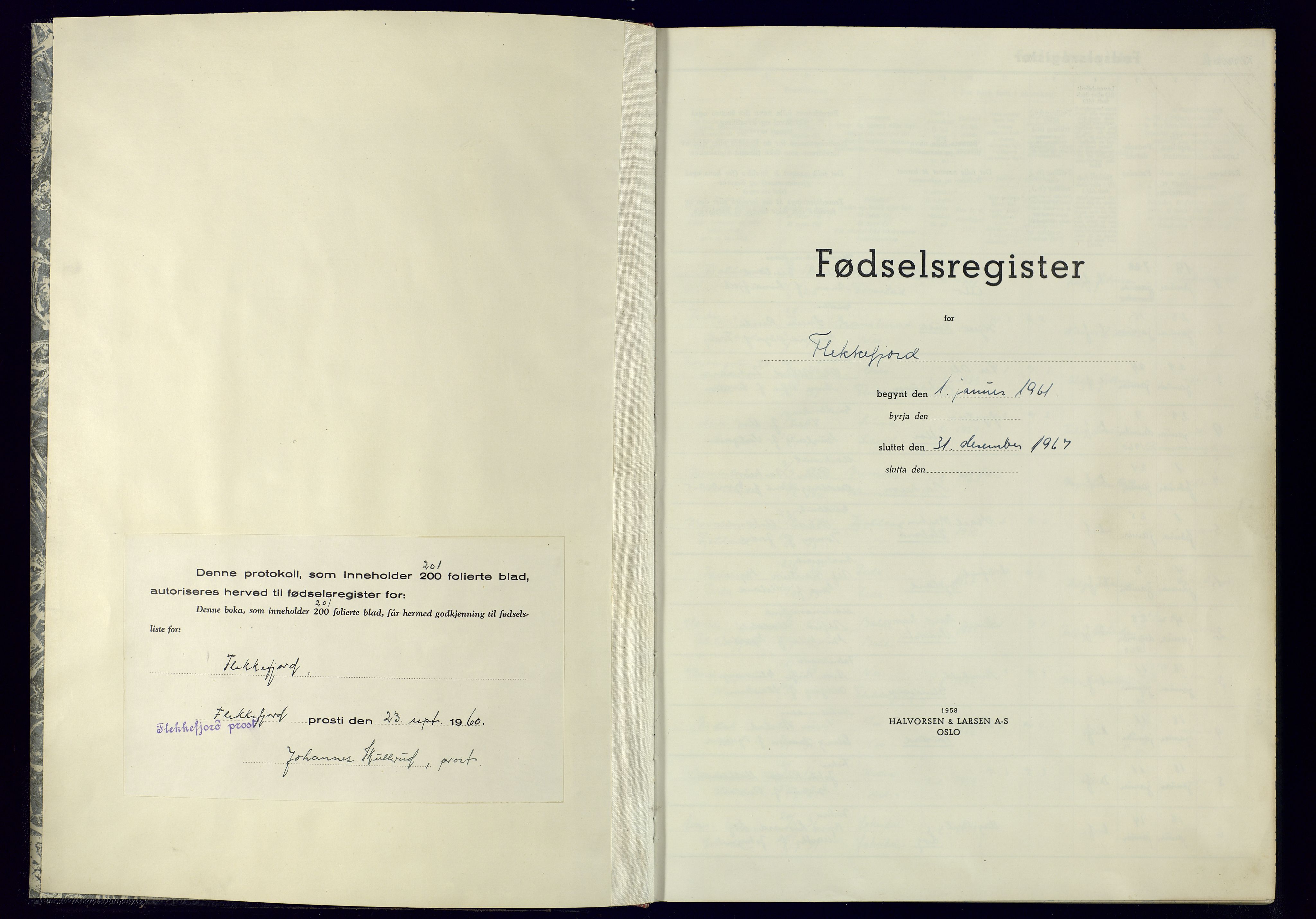 Flekkefjord sokneprestkontor, AV/SAK-1111-0012/J/Ja/L0003: Birth register no. 3, 1961-1967