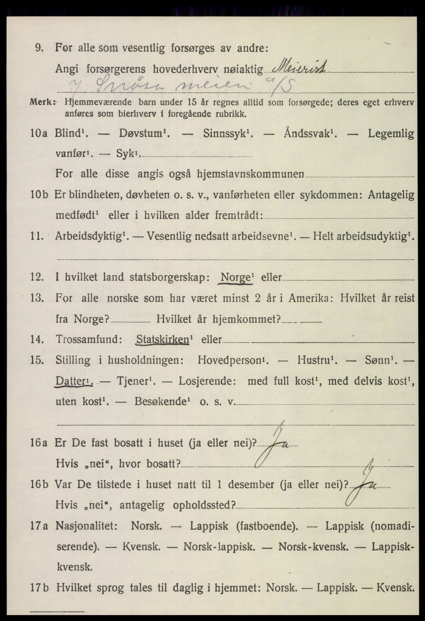 SAT, 1920 census for Snåsa, 1920, p. 4261