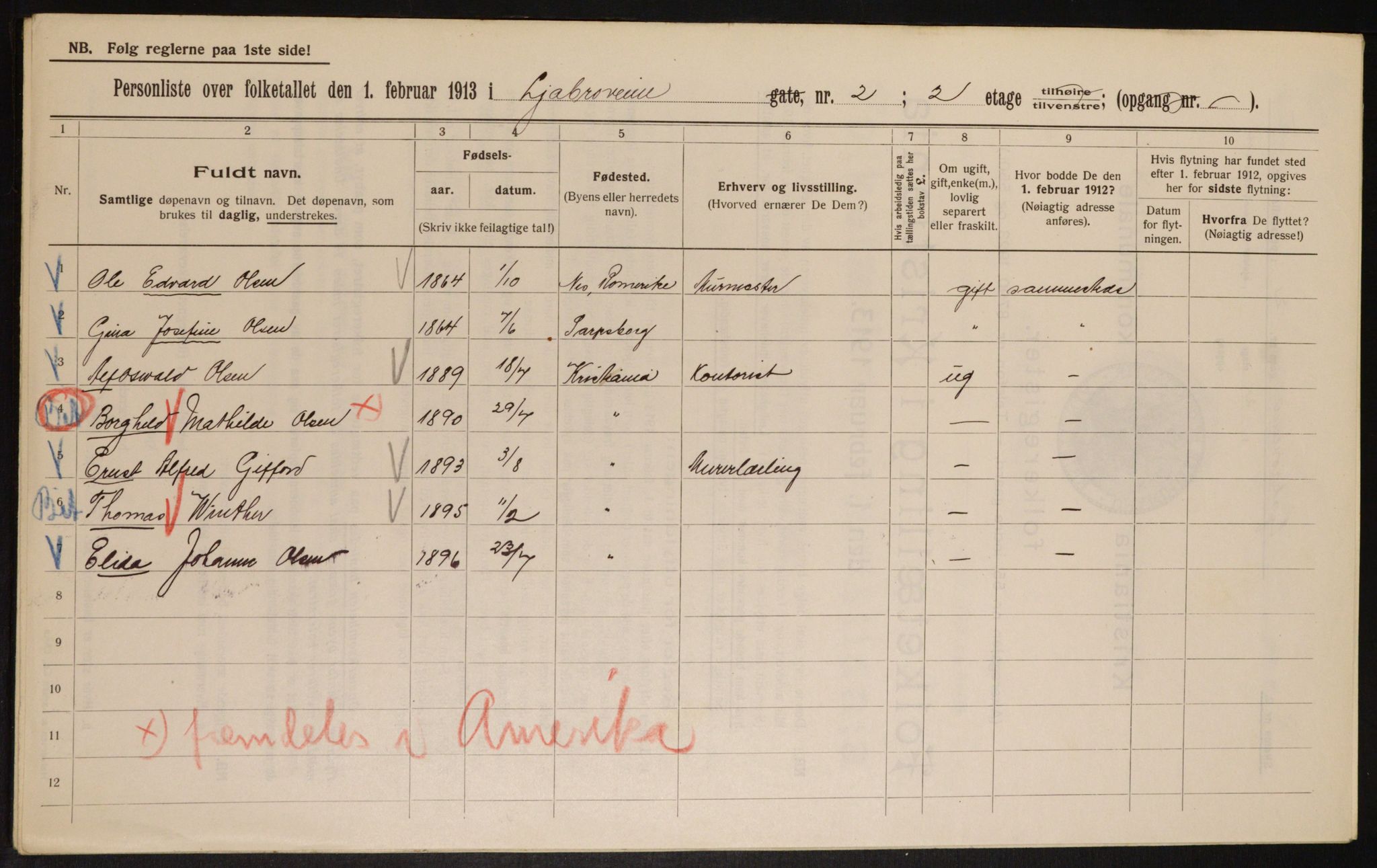 OBA, Municipal Census 1913 for Kristiania, 1913, p. 57563