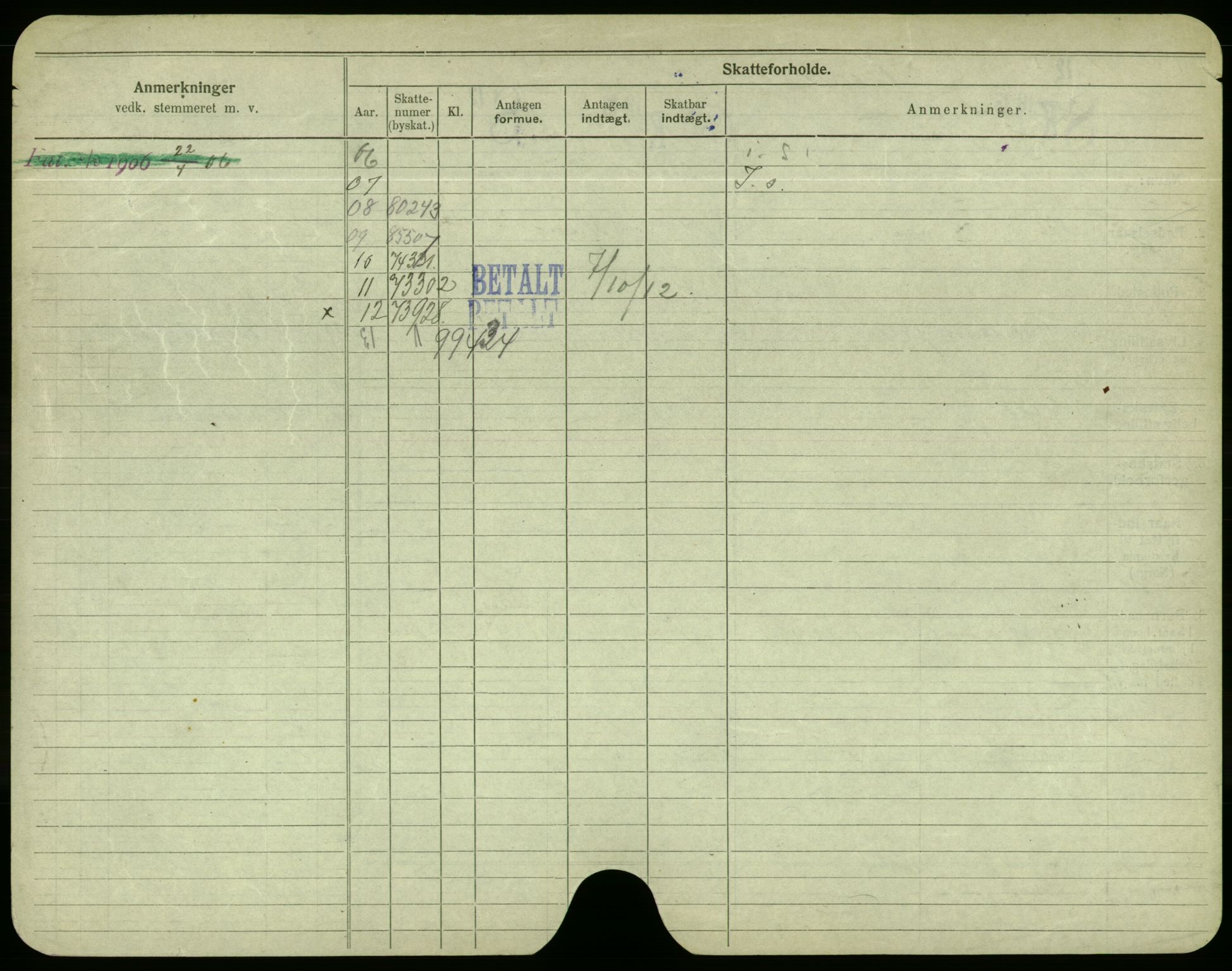 Oslo folkeregister, Registerkort, AV/SAO-A-11715/F/Fa/Fac/L0004: Menn, 1906-1914, p. 105b