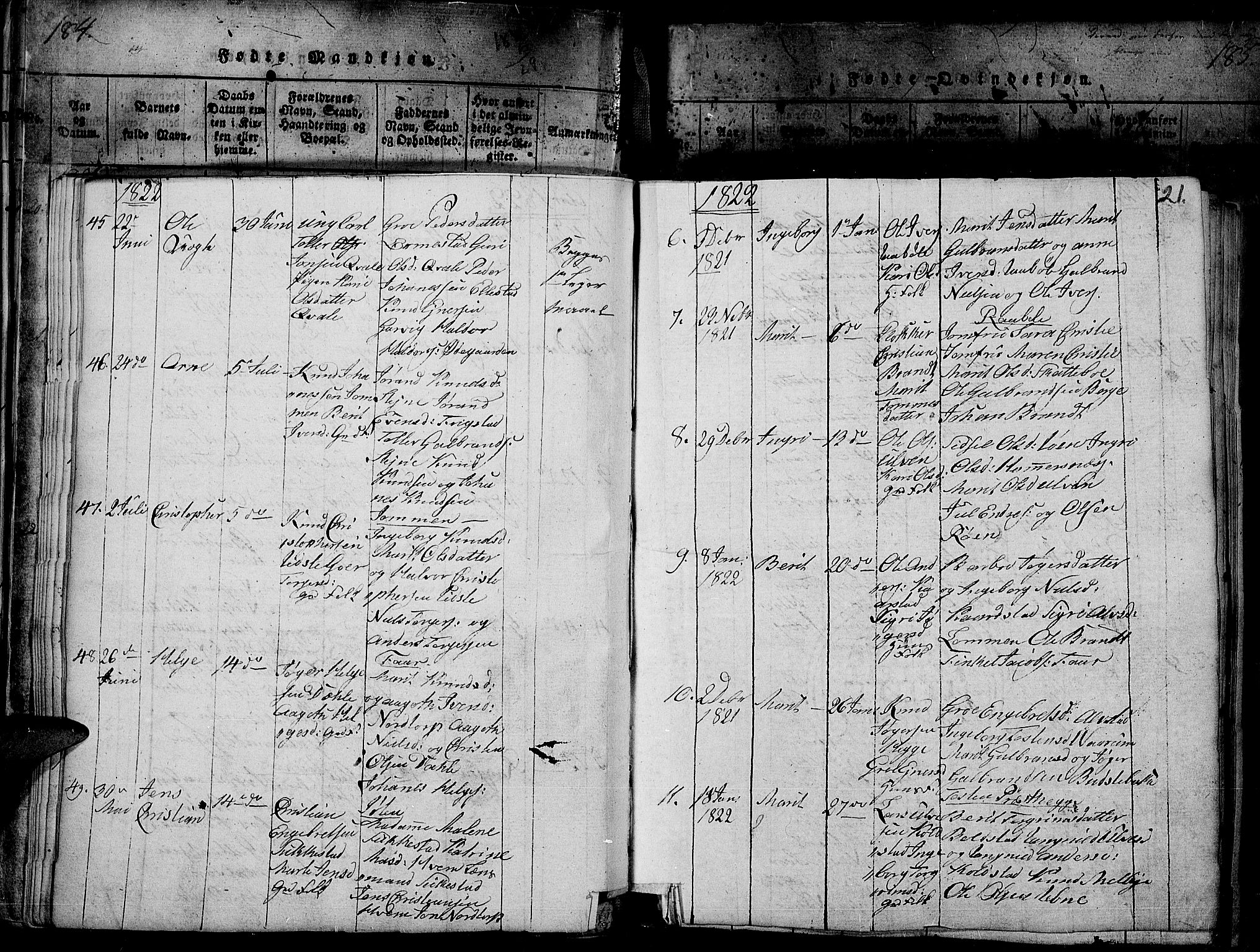 Slidre prestekontor, SAH/PREST-134/H/Ha/Haa/L0002: Parish register (official) no. 2, 1814-1830, p. 184u