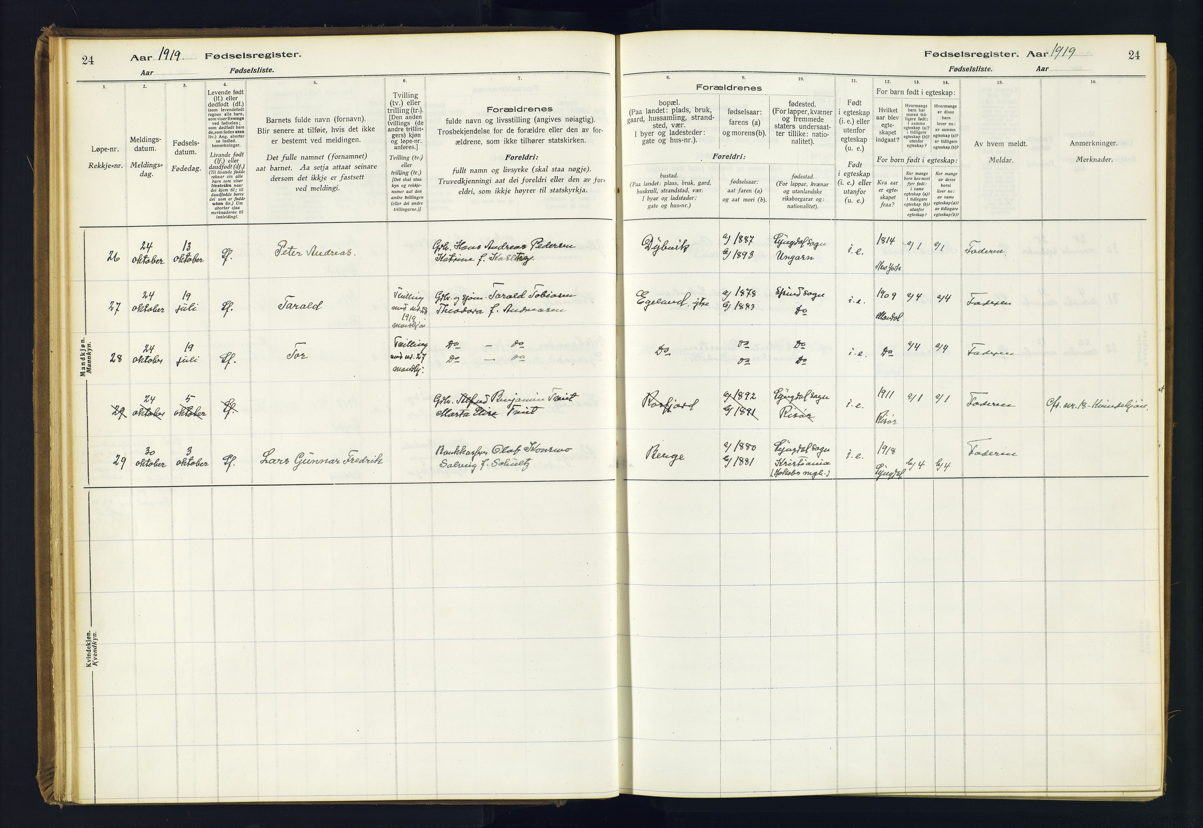 Lyngdal sokneprestkontor, AV/SAK-1111-0029/J/Ja/L0001: Birth register no. A-VI-26, 1916-1951, p. 24