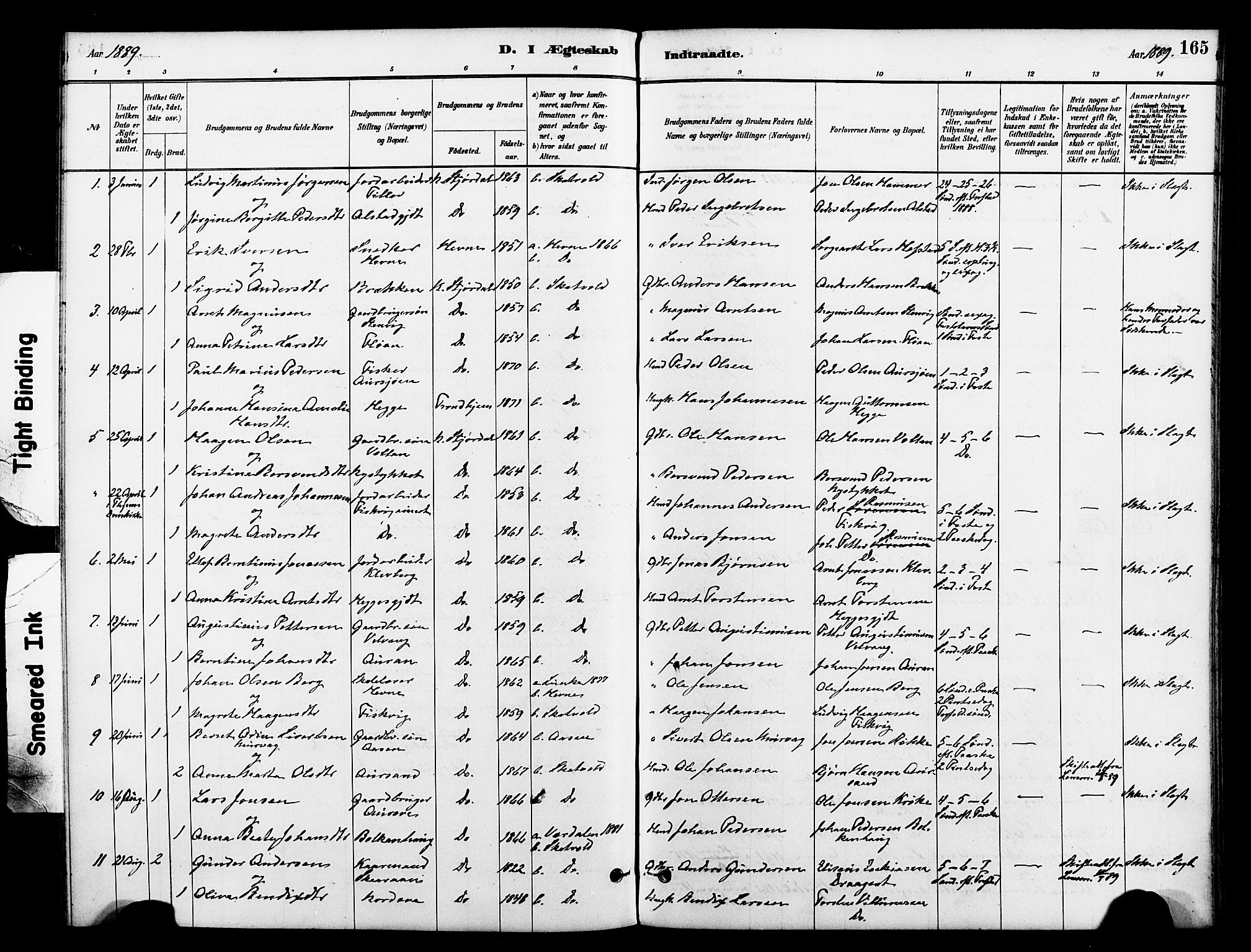 Ministerialprotokoller, klokkerbøker og fødselsregistre - Nord-Trøndelag, SAT/A-1458/712/L0100: Parish register (official) no. 712A01, 1880-1900, p. 165