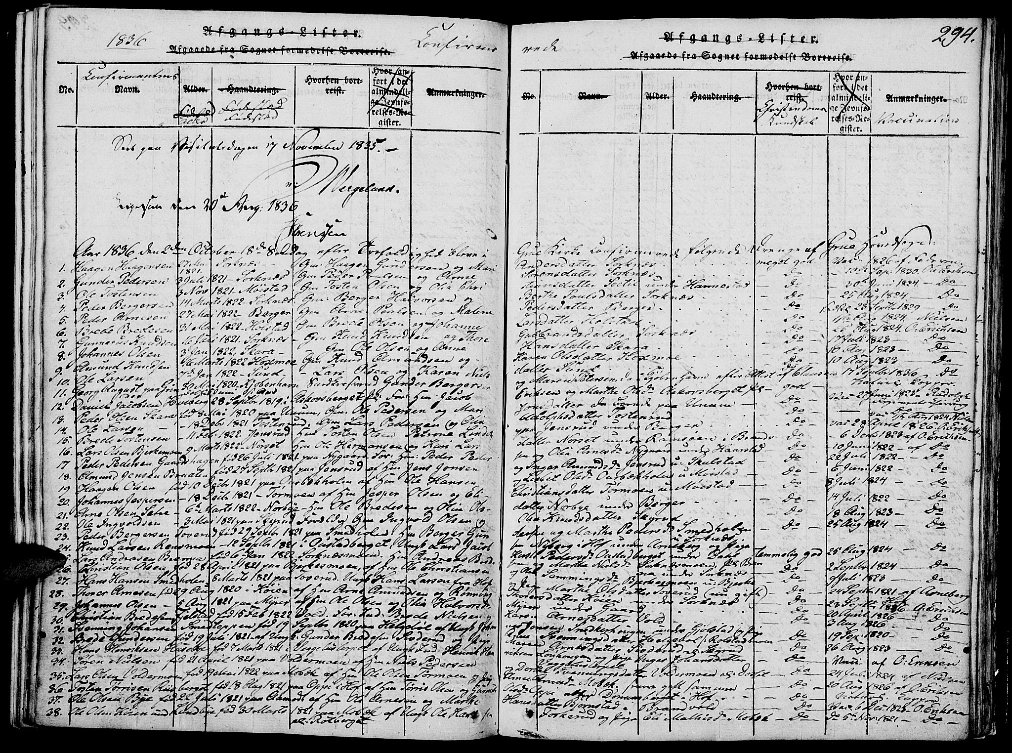 Grue prestekontor, SAH/PREST-036/H/Ha/Hab/L0002: Parish register (copy) no. 2, 1815-1841, p. 294