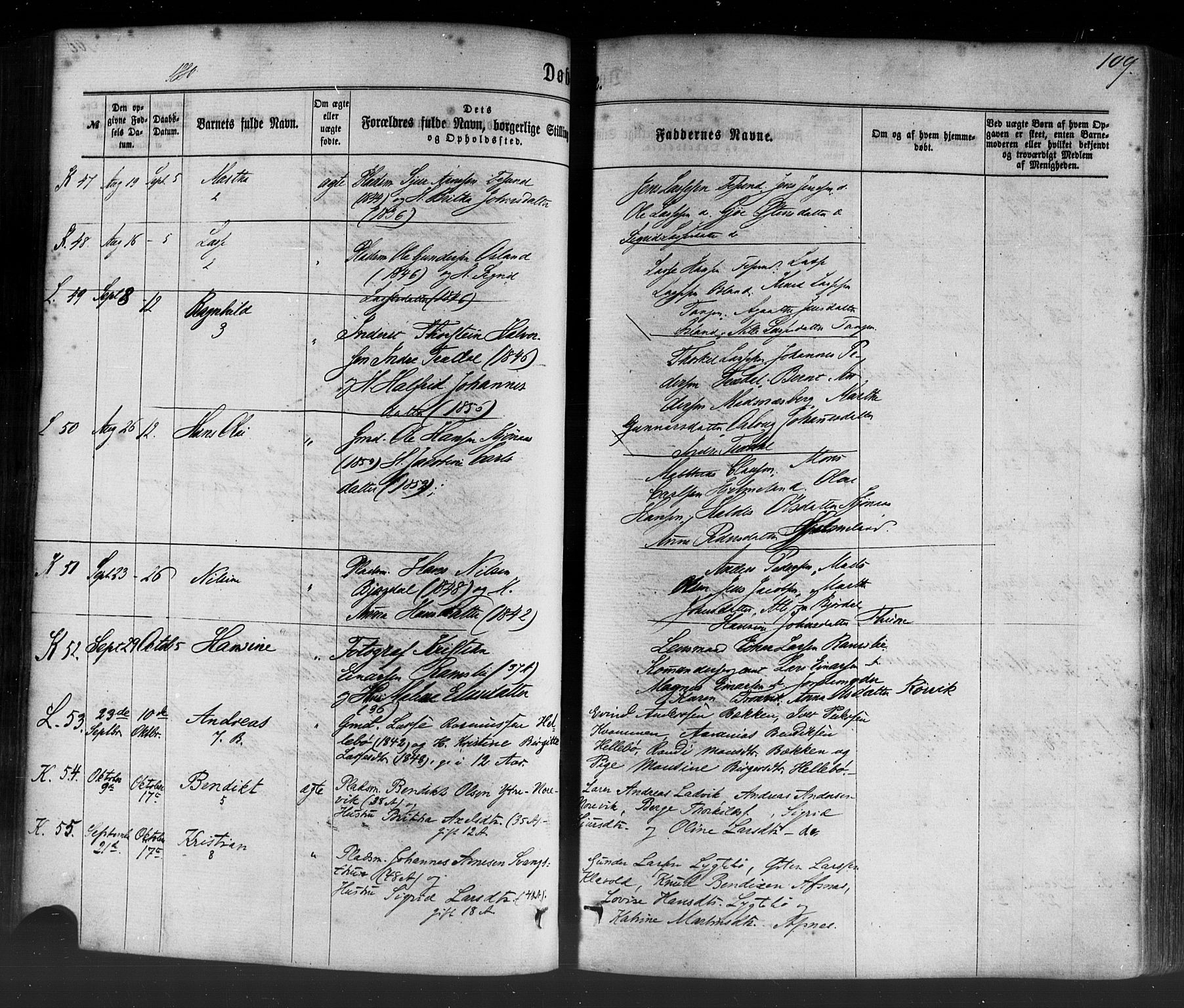 Lavik sokneprestembete, AV/SAB-A-80901: Parish register (official) no. A 4, 1864-1881, p. 109