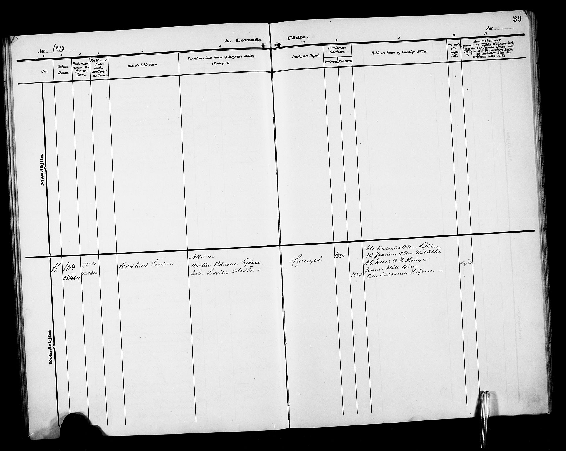 Ministerialprotokoller, klokkerbøker og fødselsregistre - Møre og Romsdal, AV/SAT-A-1454/517/L0231: Parish register (copy) no. 517C04, 1904-1918, p. 39