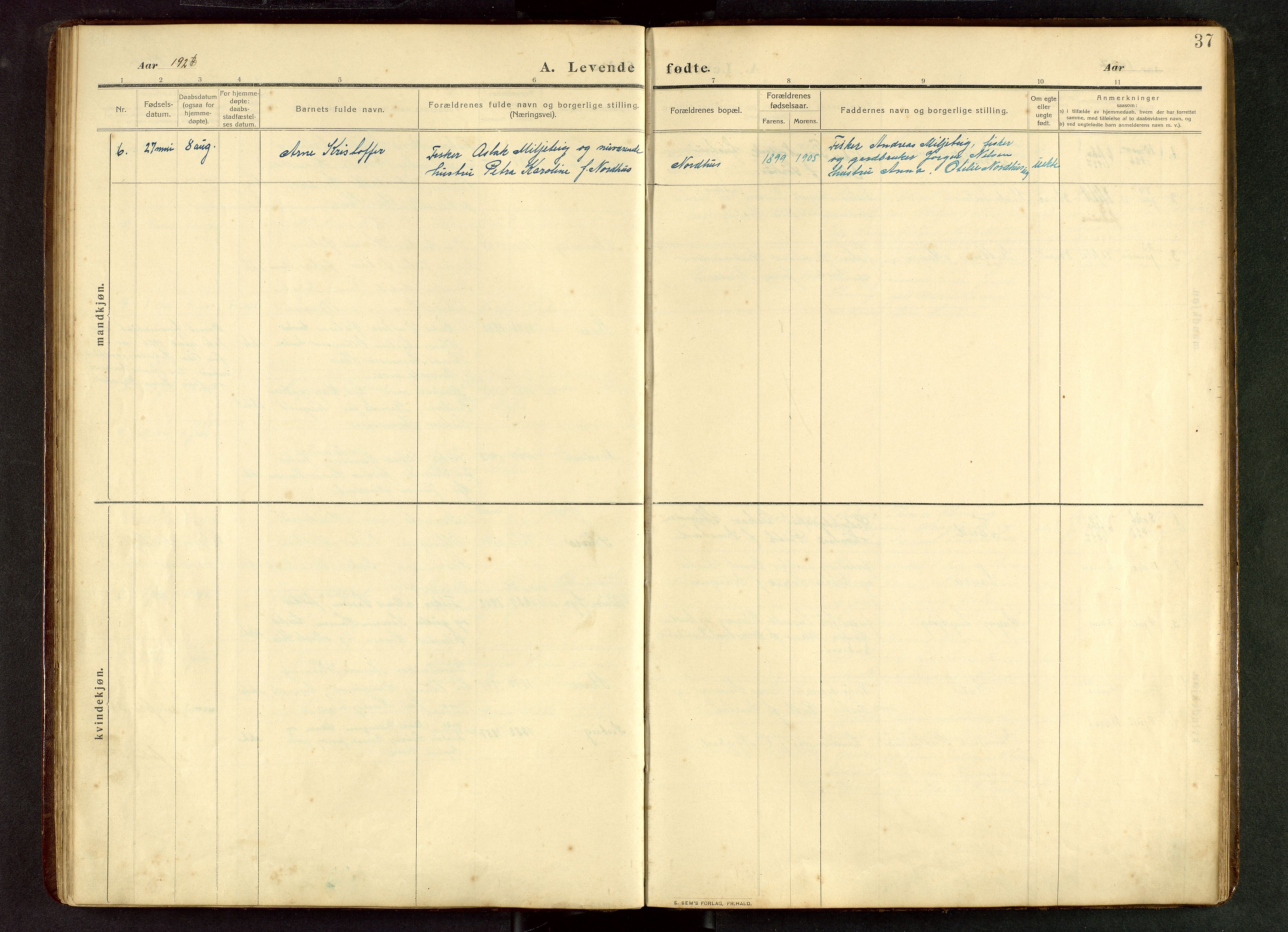 Torvastad sokneprestkontor, AV/SAST-A -101857/H/Ha/Hab/L0012: Parish register (copy) no. B 12, 1909-1945, p. 37