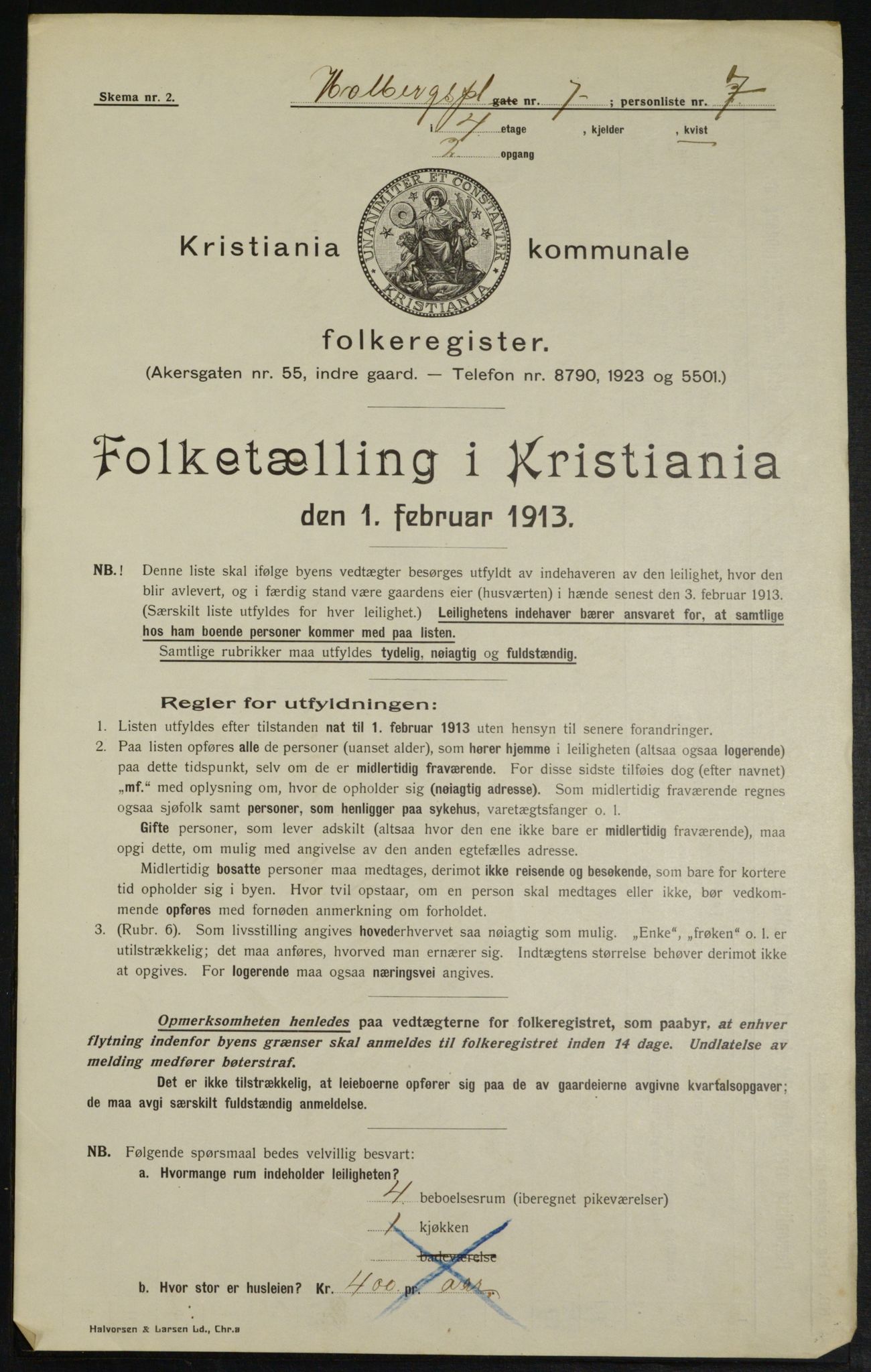 OBA, Municipal Census 1913 for Kristiania, 1913, p. 40446