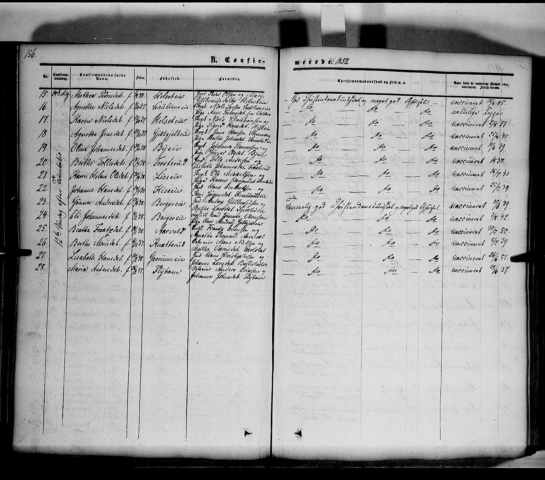 Nes prestekontor, Hedmark, AV/SAH-PREST-020/K/Ka/L0004: Parish register (official) no. 4, 1852-1886, p. 156