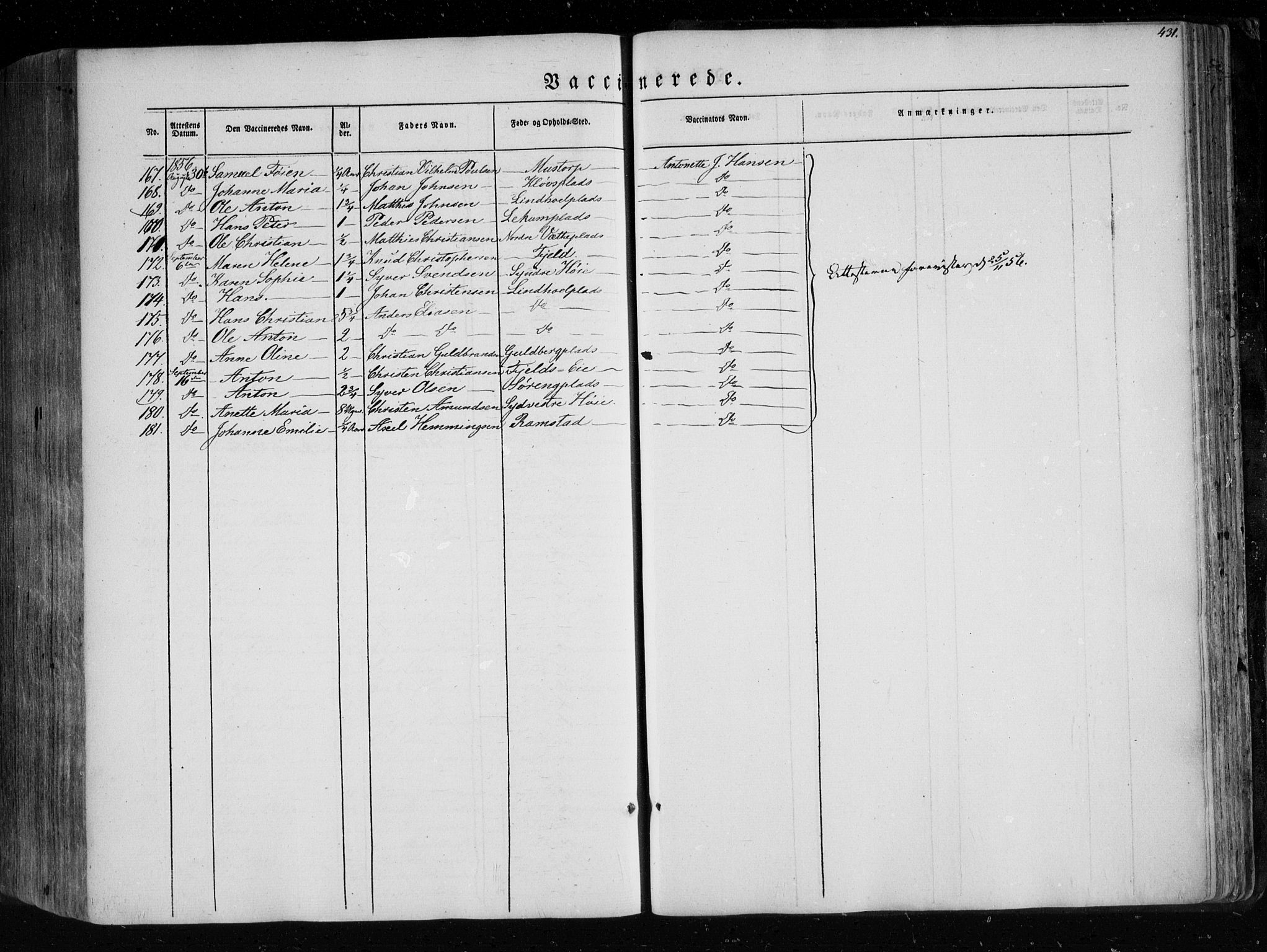 Eidsberg prestekontor Kirkebøker, AV/SAO-A-10905/F/Fa/L0009: Parish register (official) no. I 9, 1849-1856, p. 431