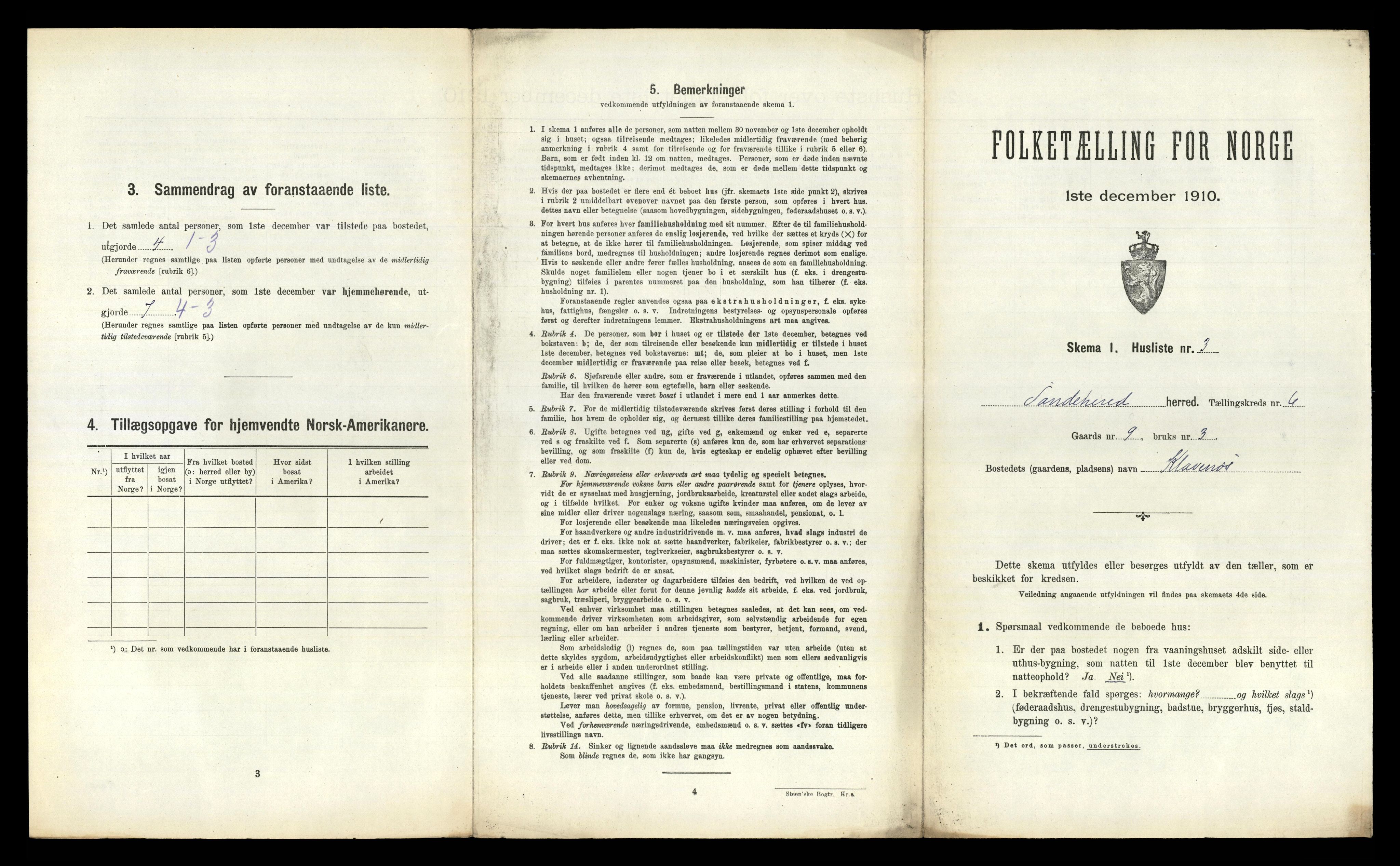 RA, 1910 census for Sandeherred, 1910, p. 1007